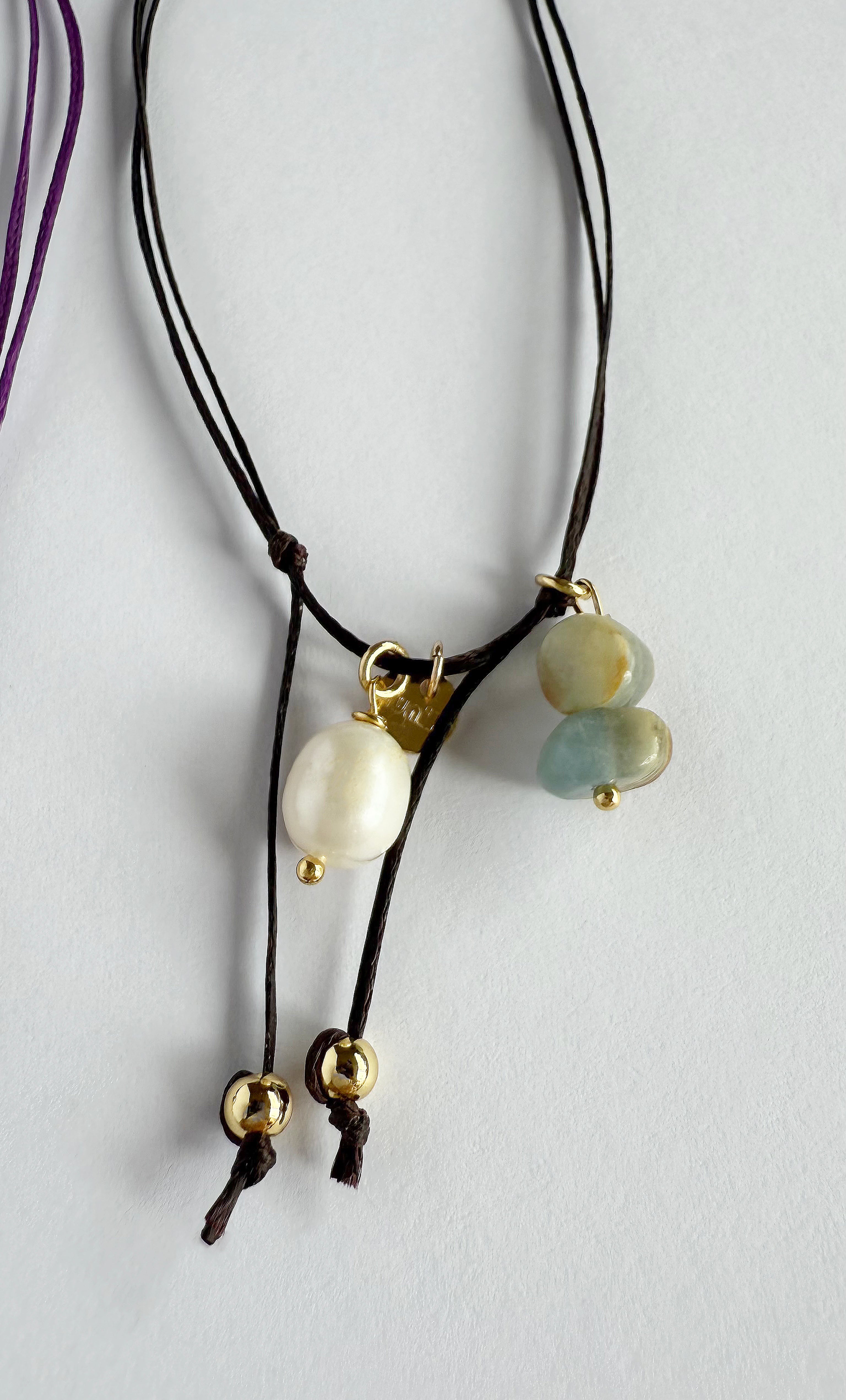 Sun Chaser Beaded and Pearl Charm Fine Handmade Anklet Dark Brown | Tunik