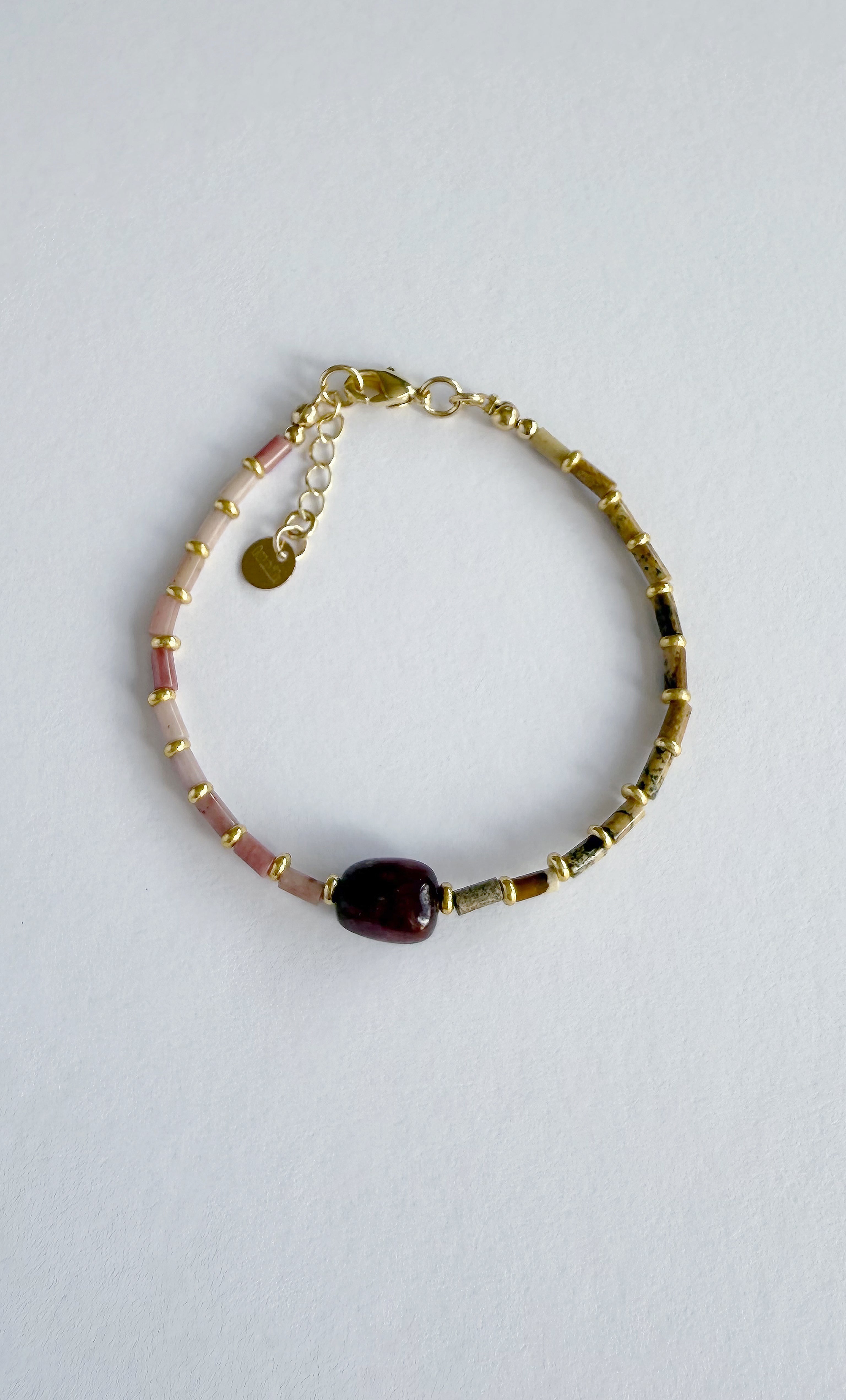 Terra Nomade Pink Rhodonite and Natural Jasper Handmade Beaded Bracelet | Tunik