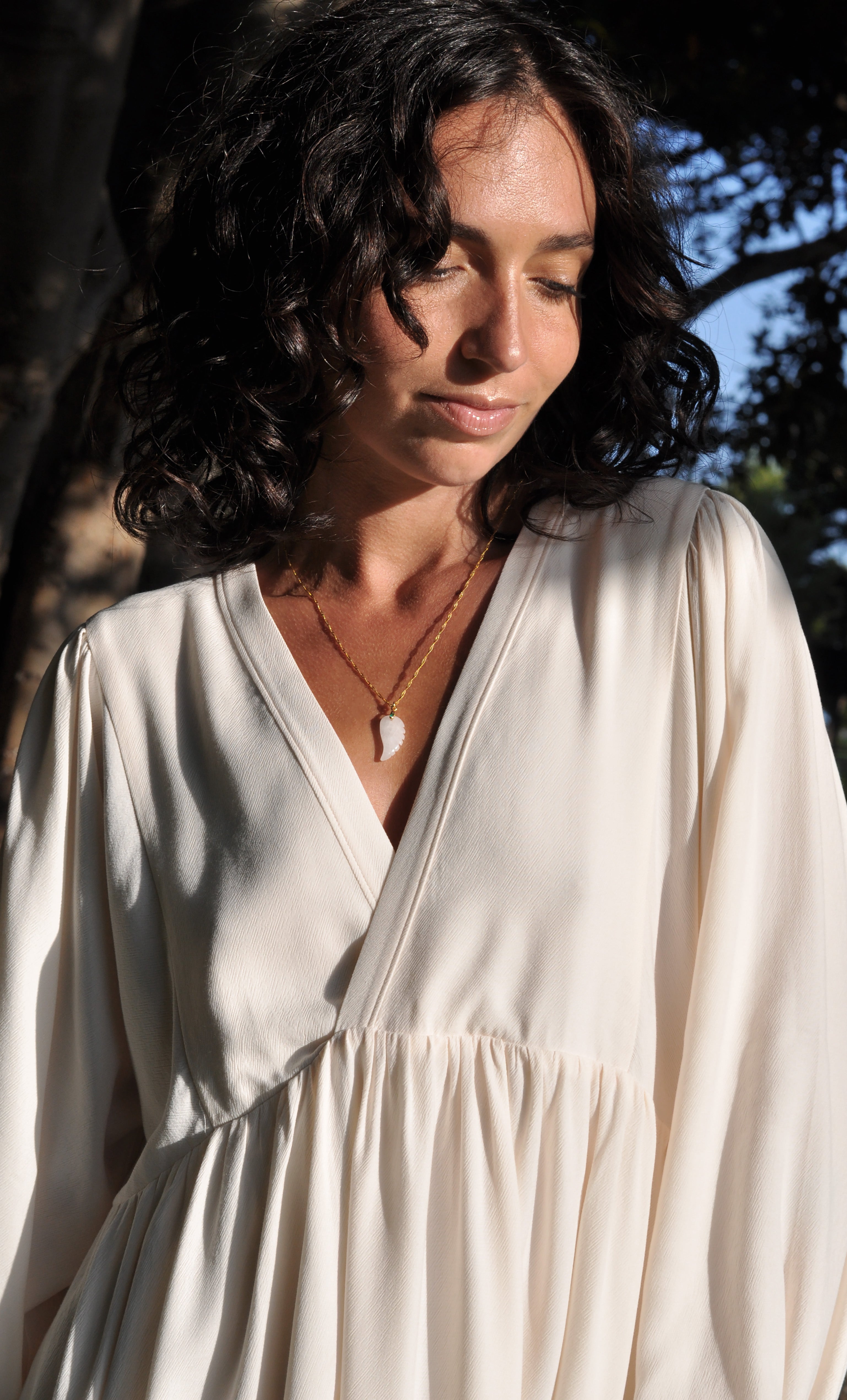 Wings of Desire Necklace – Gold Fill Crystal Angel Wing Pendant | Tunik