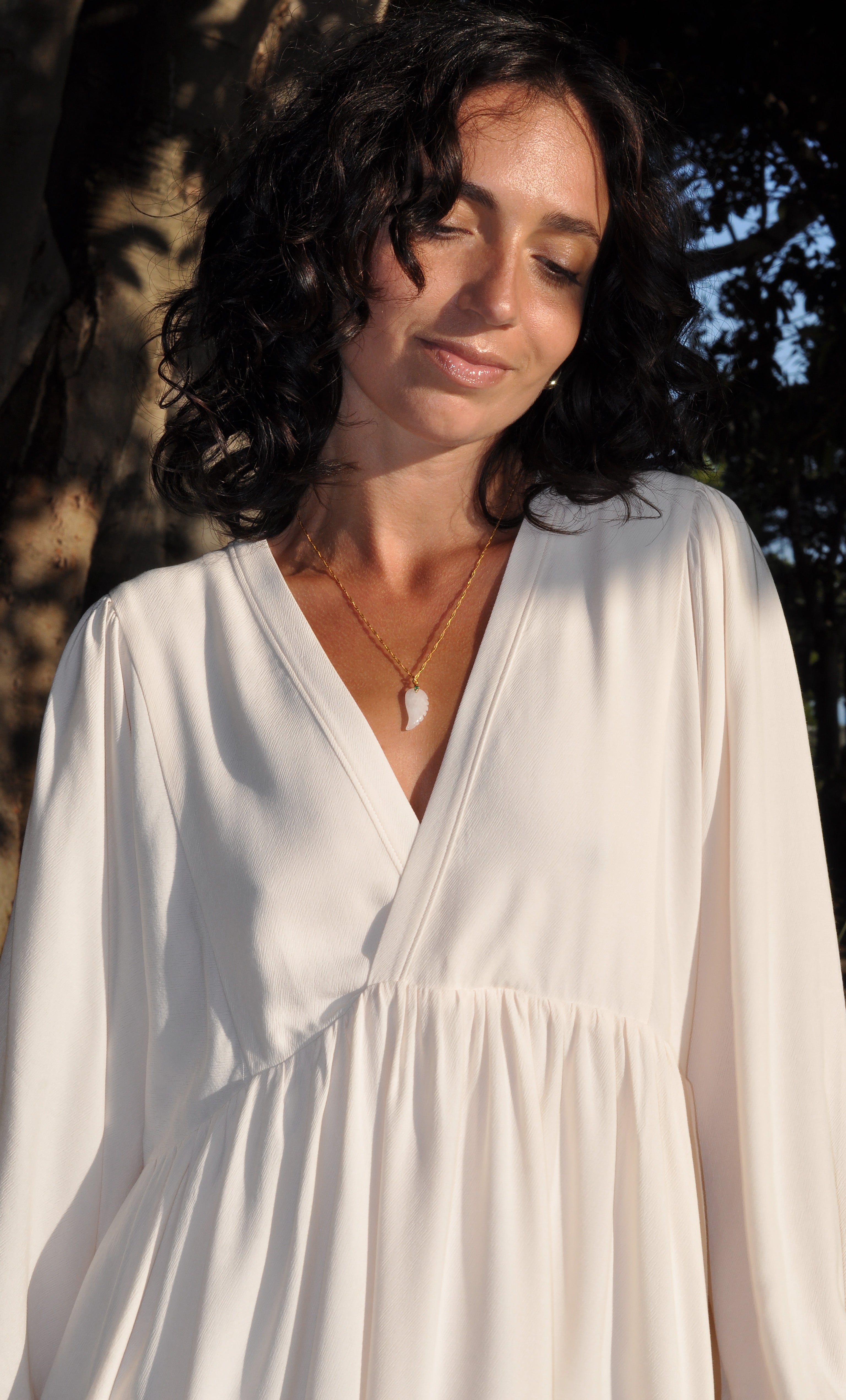 Wings of Desire Necklace – Gold Fill Crystal Angel Wing Pendant | Tunik