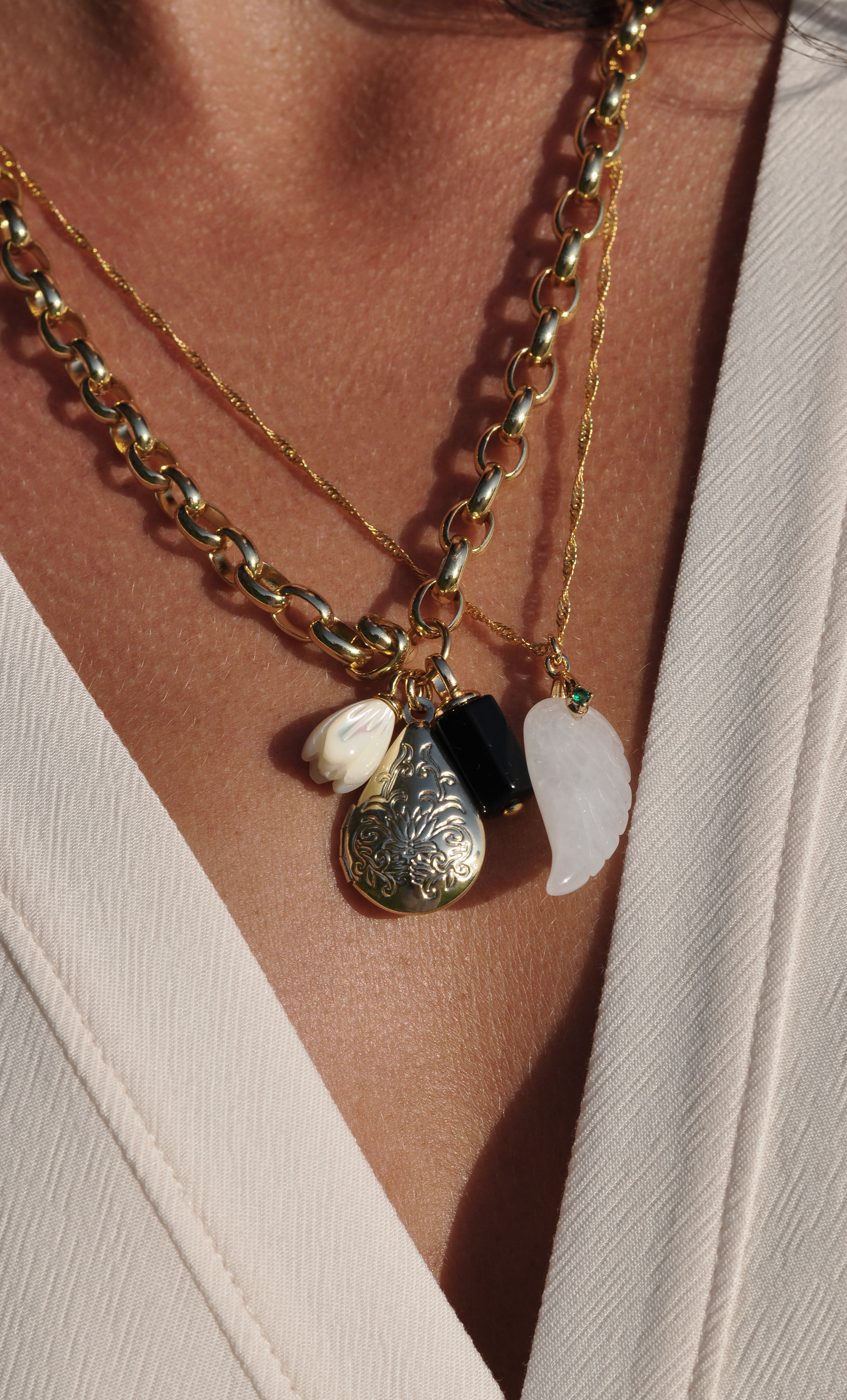 Wings of Desire Necklace – Gold Fill Crystal Angel Wing Pendant | Tunik
