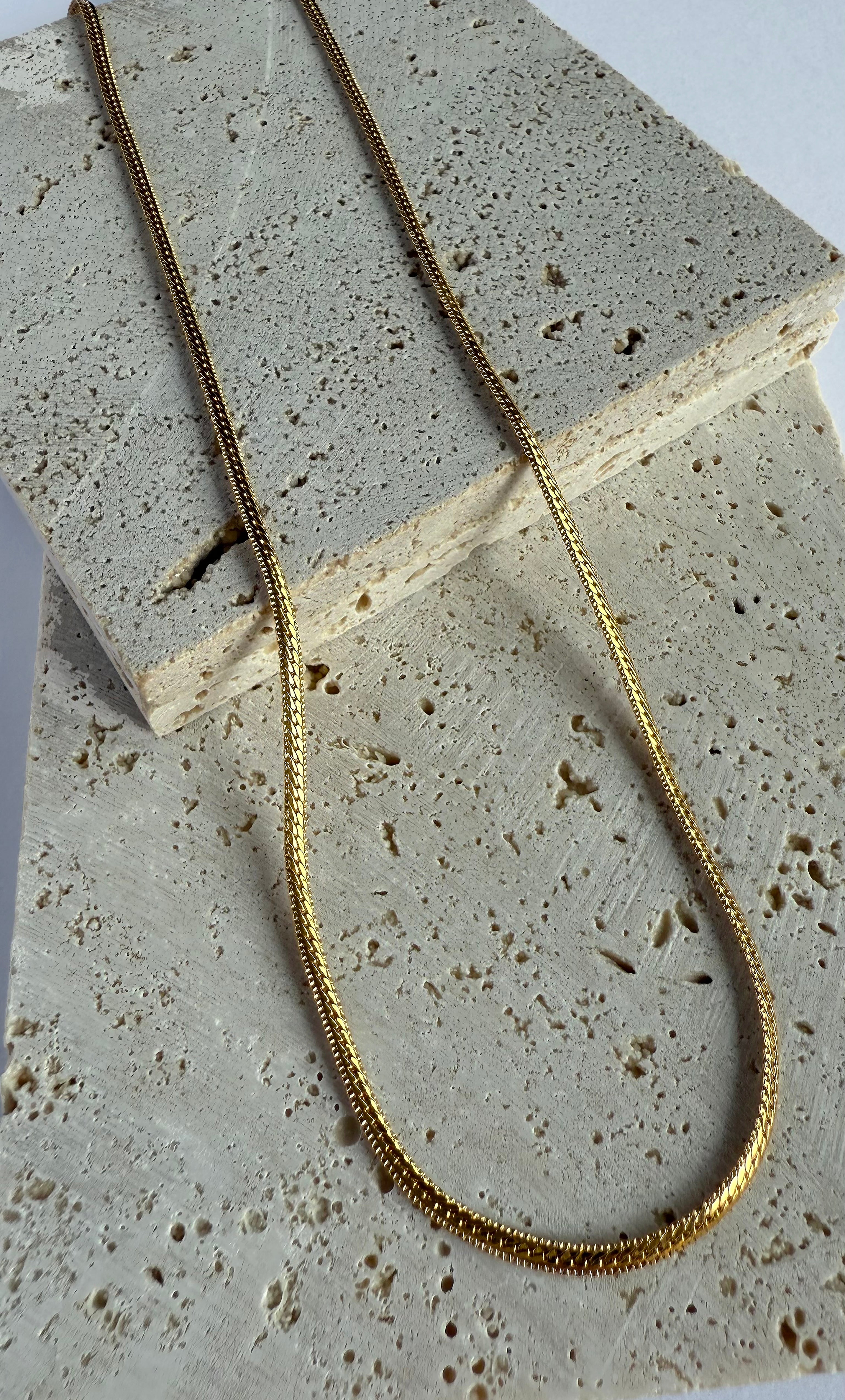 24K Gold fill Herringbone Chain Necklace - Tarnish-Resistant | Tunik