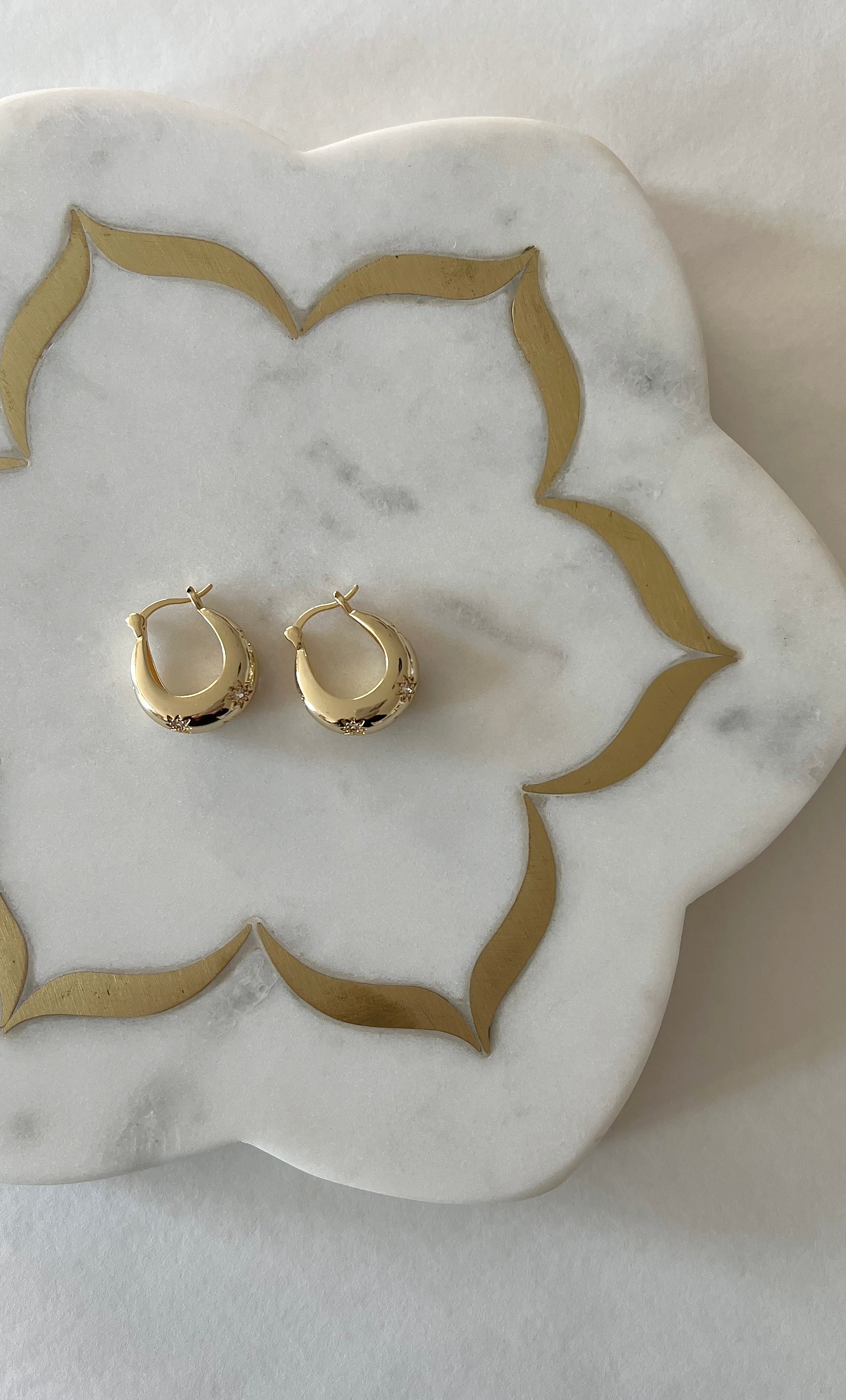 Celestial Star Dome Hoop Earrings – 16K Gold Fill | Tunik