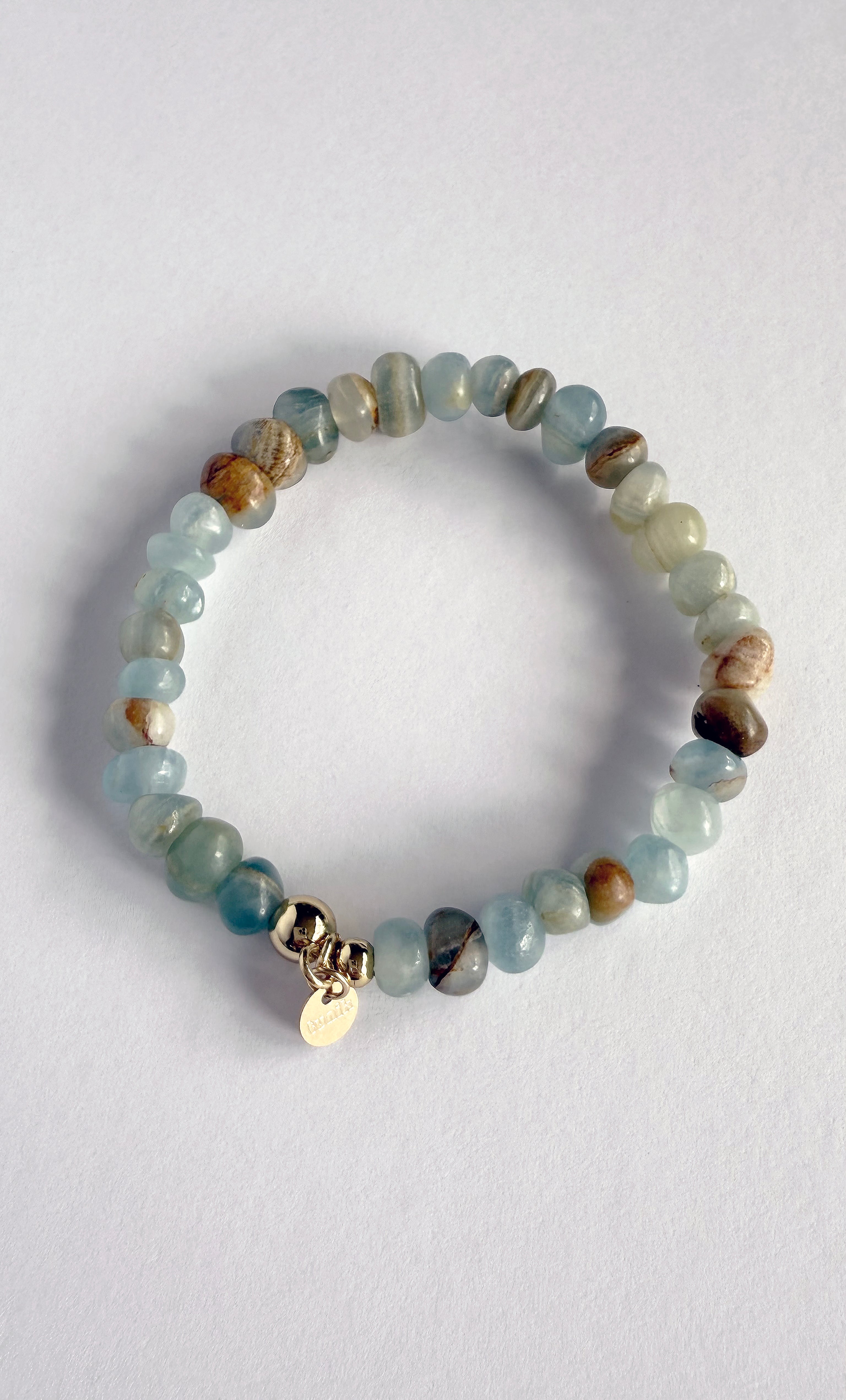 Drift Light Blue Chalcedony Stone Beaded Bracelet | Tunik