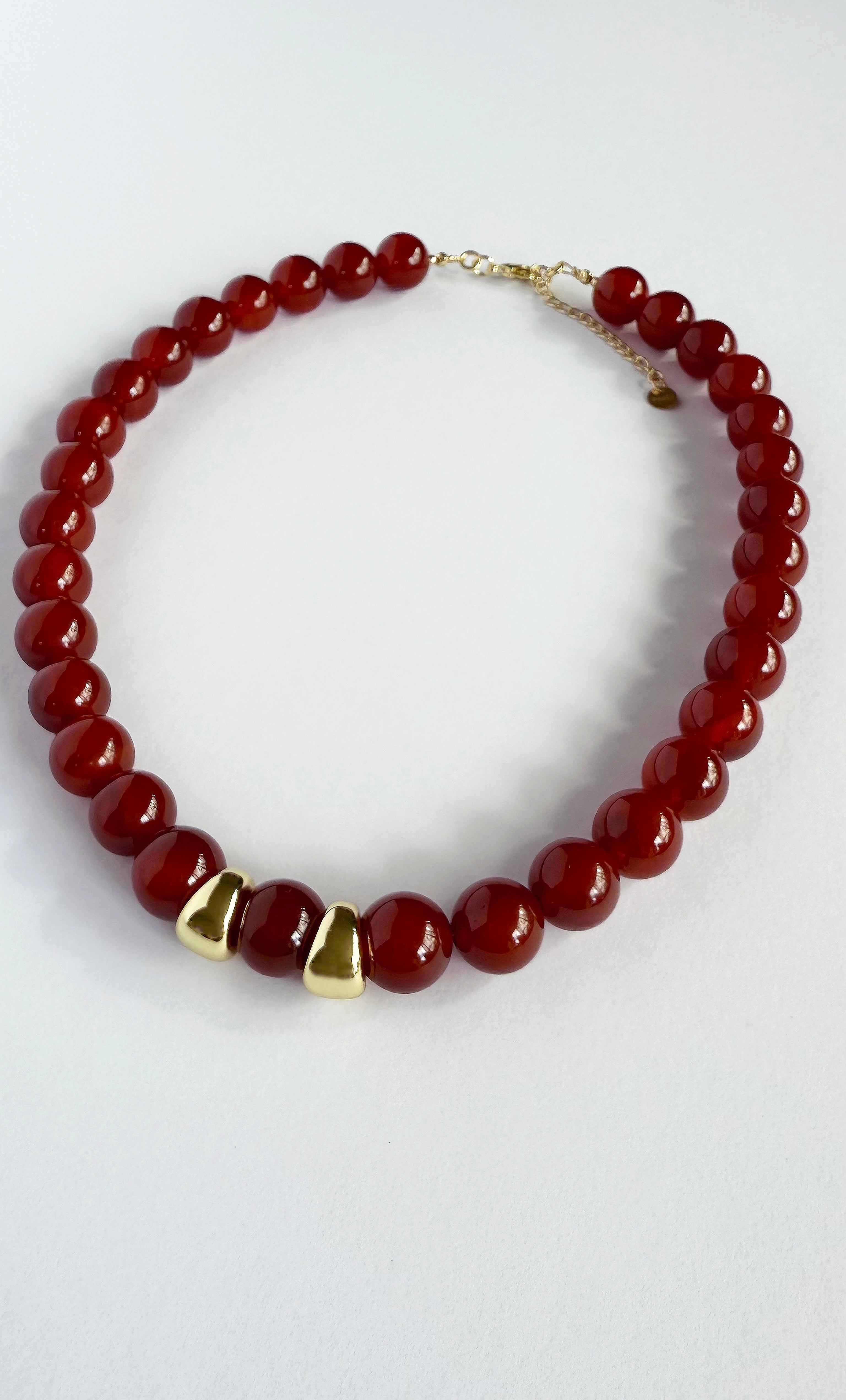 Evolve Statement Red Carnelian Agate Stone Bead Handmade Necklace | Tunik