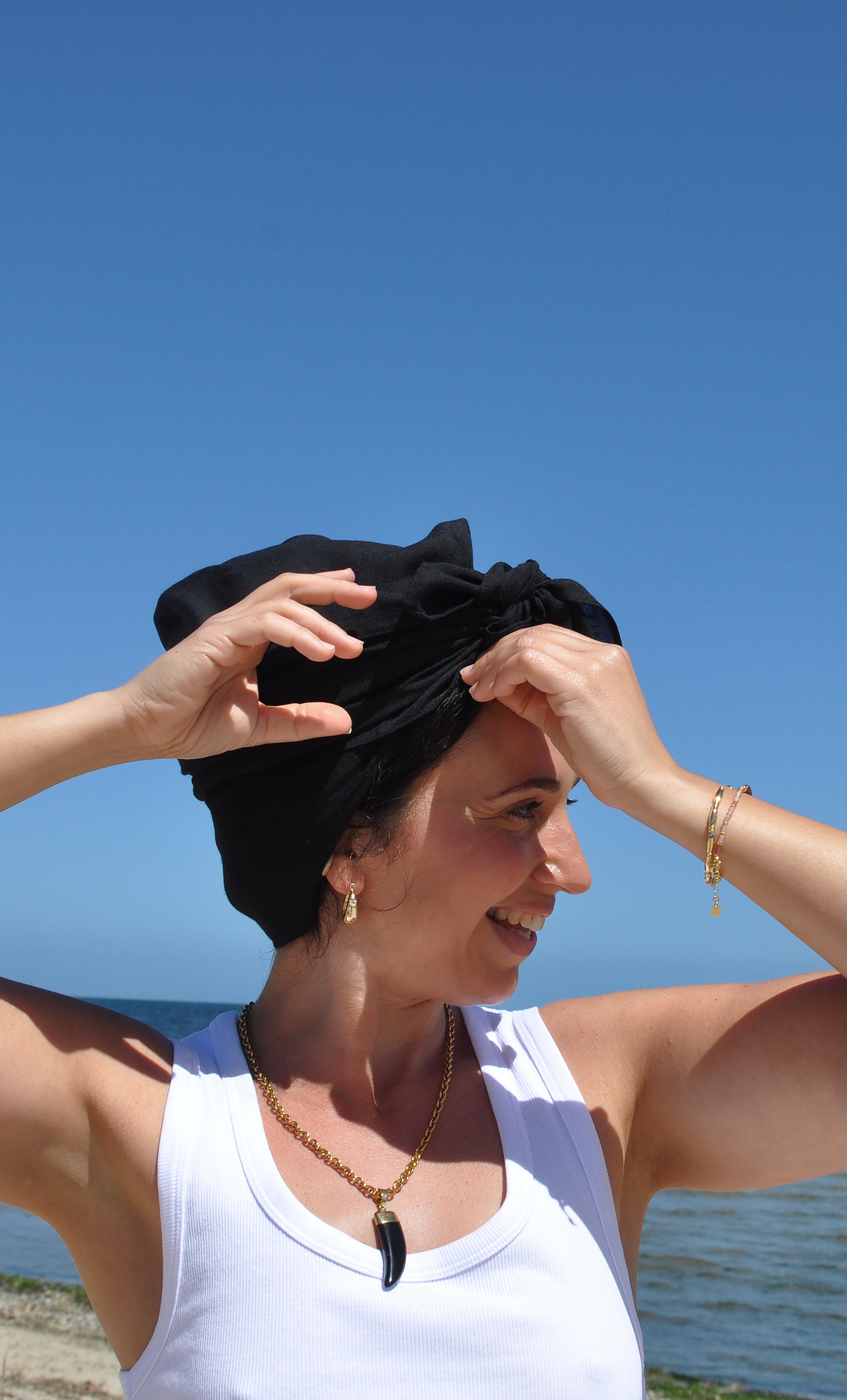 Horn Pendant in Carved Agate Stone 24K Gold Fill Necklace Long and Short Length | Tunik