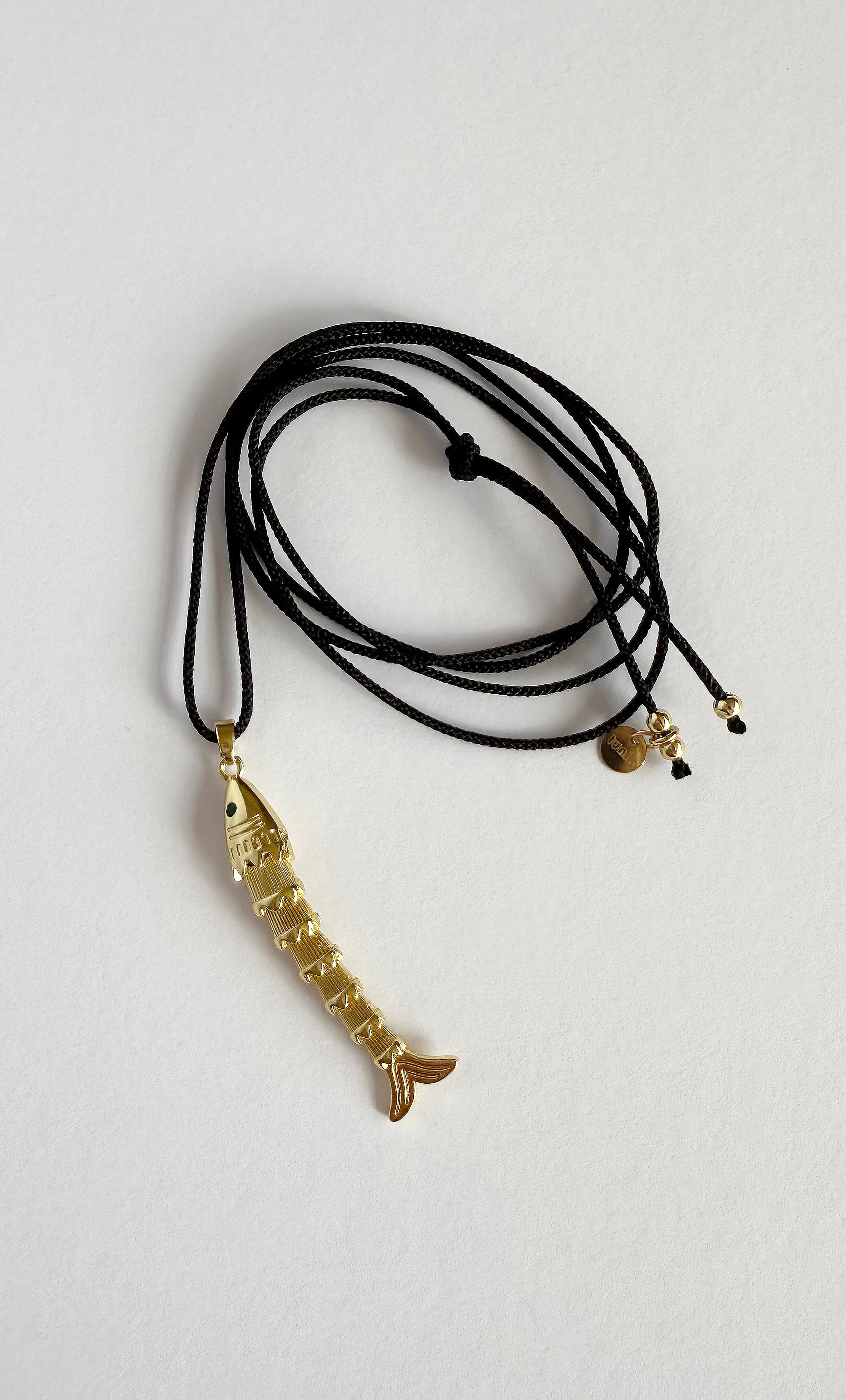 Koi Fish Long Pendant Necklace Black Japanese Cord | Tunik