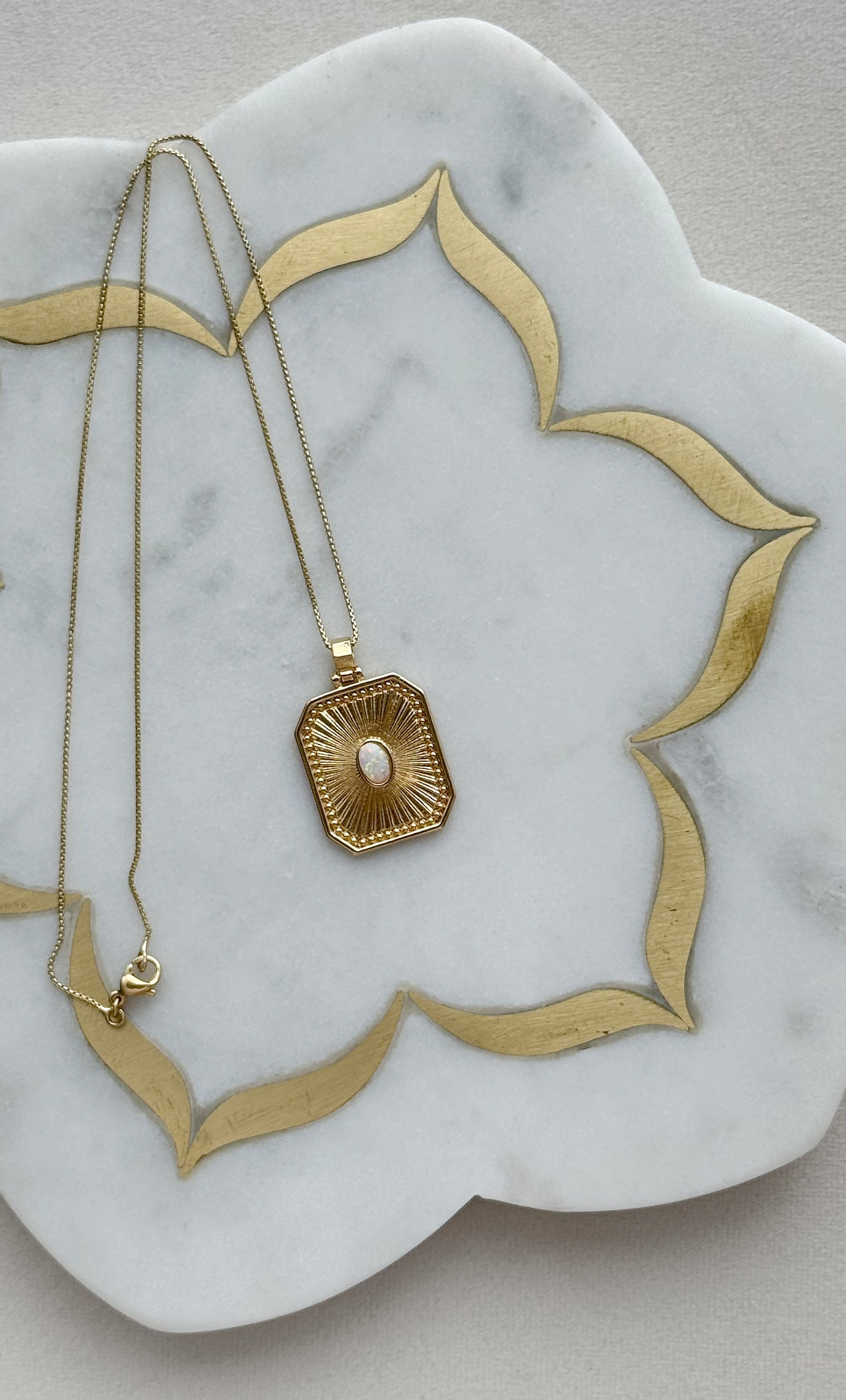 Opal Stone Talisman Medallion Necklace in 14K Gold Fill | Tunik