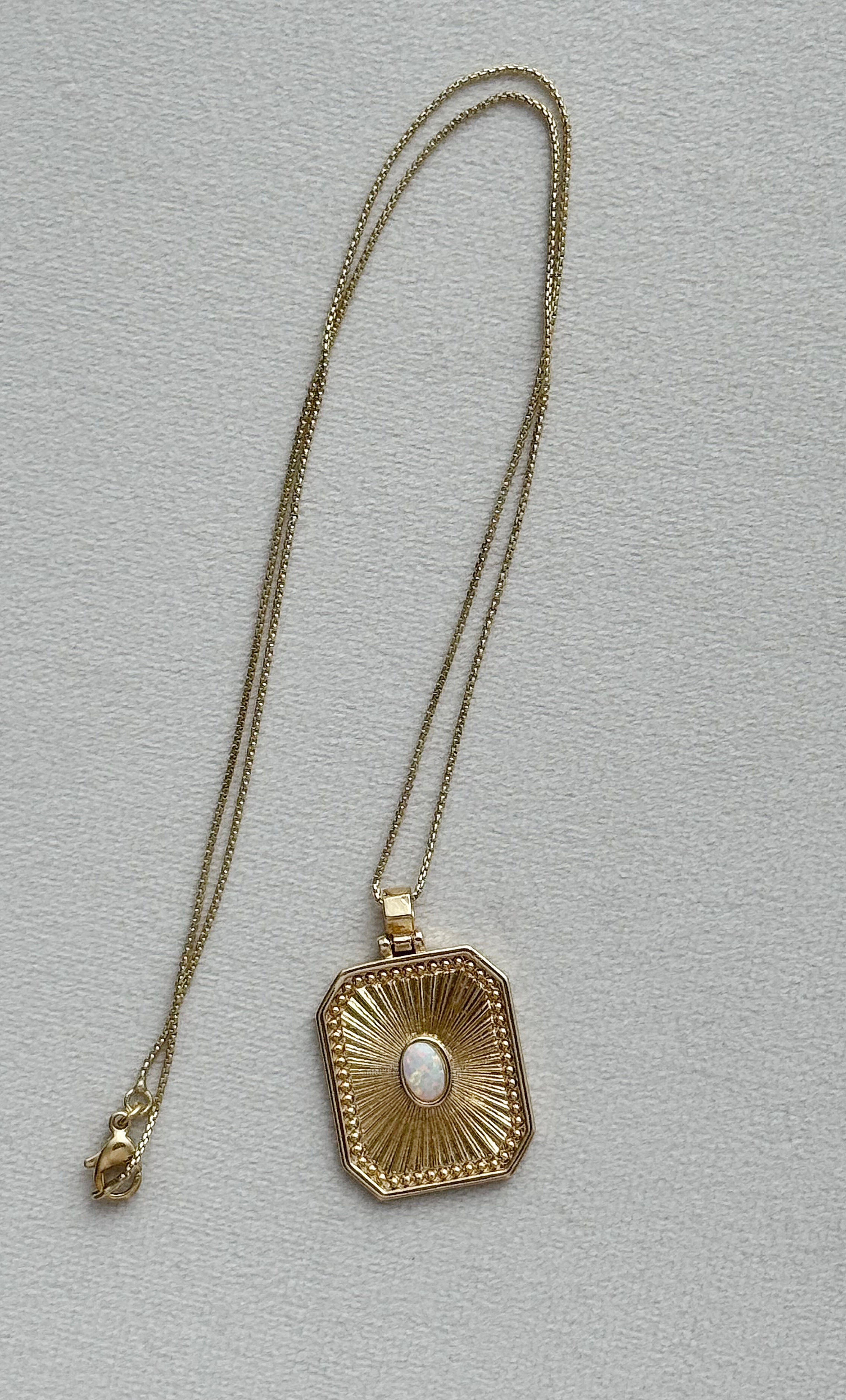 Opal Stone Talisman Medallion Necklace in 14K Gold Fill | Tunik