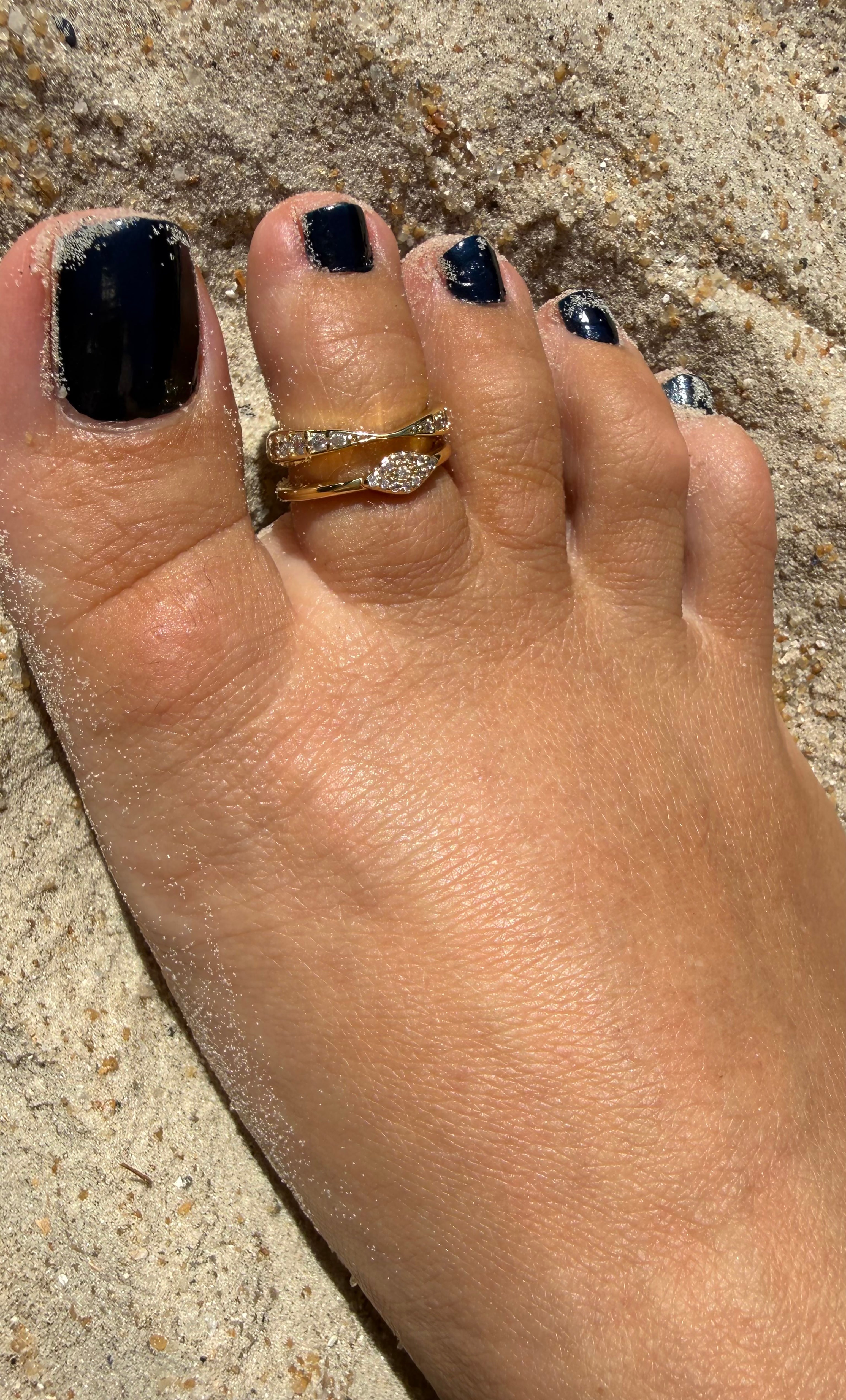 Eternal 14K Gold Fill Adjustable Toe Ring with Micro Pave Cubic Zirconia Stones | Tunik