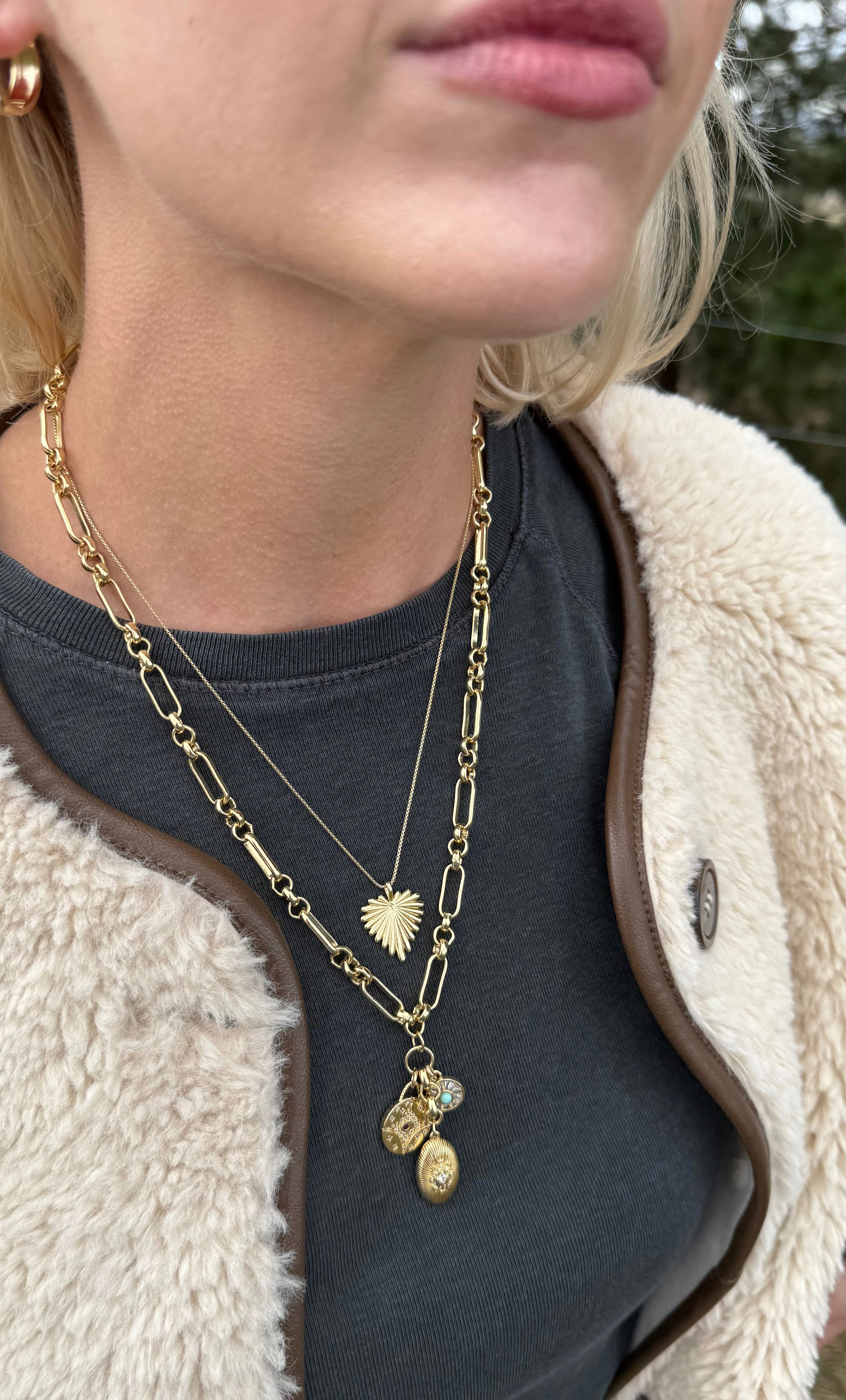 Ray Of Sunshine Heart Medallion Necklace - Gold Fill | Tunik