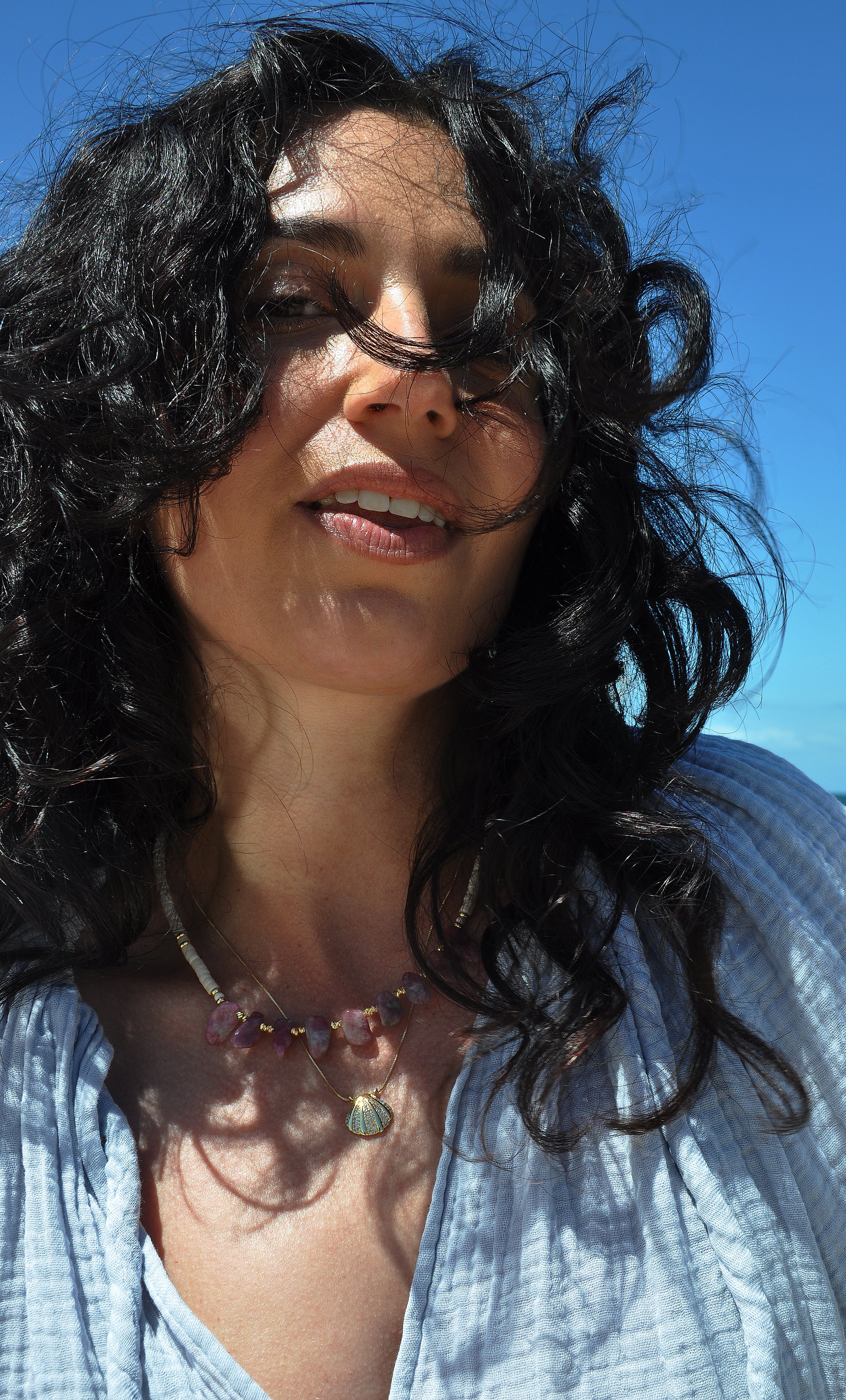 Spirit Pink Tourmaline & Ivory Jasper Stone Handmade Beaded Necklace | Tunik