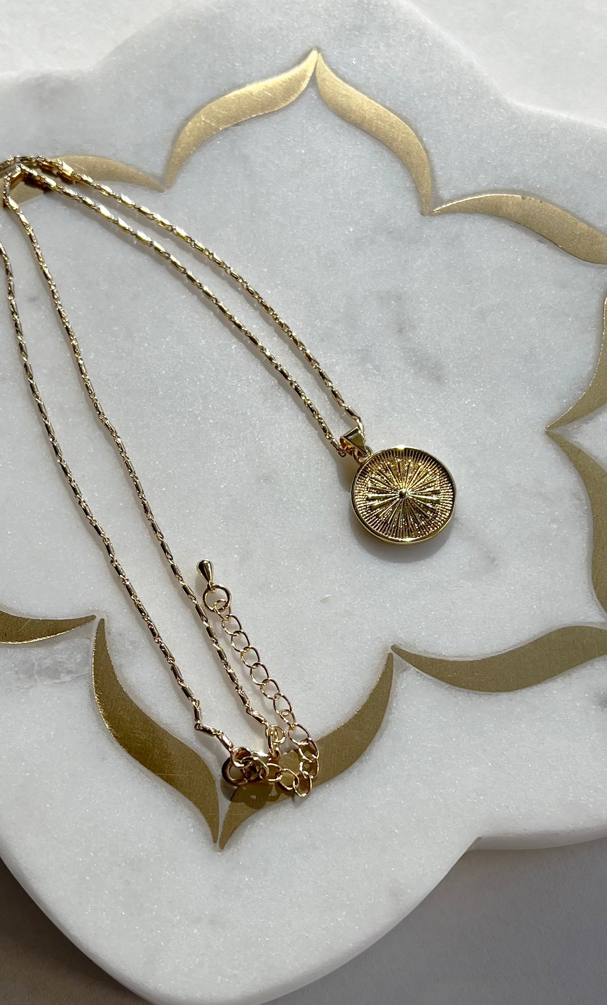 Celestial Medallion Necklace – Starlight Gold Fill Pendant | Tunik
