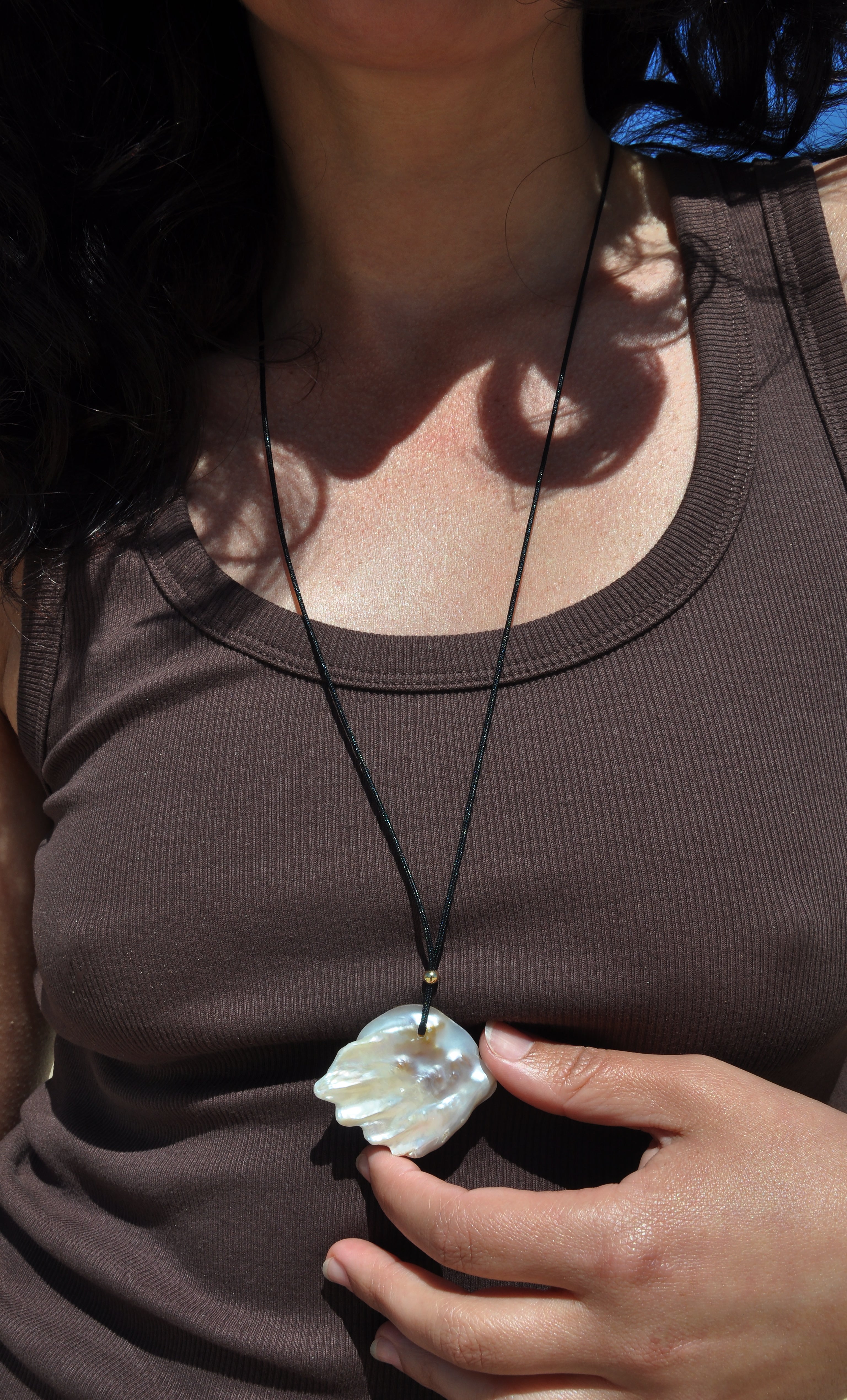 Voyage Wing Freshwater Blister Pearl Pendant Long Line Necklace | Tunik