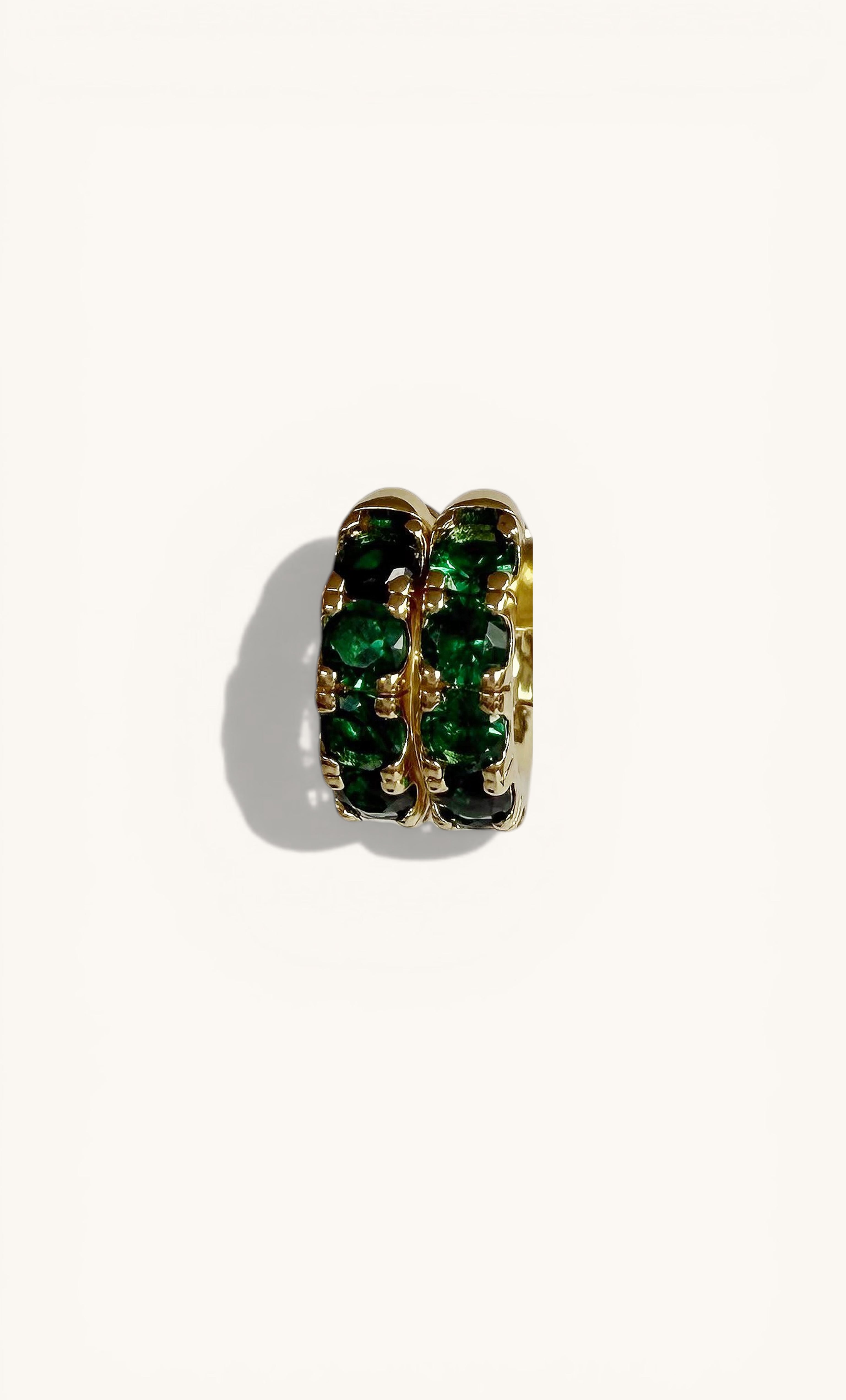24K Gold Fill Emerald Zirconia Stone Statement Huggie Earrings | Tunik