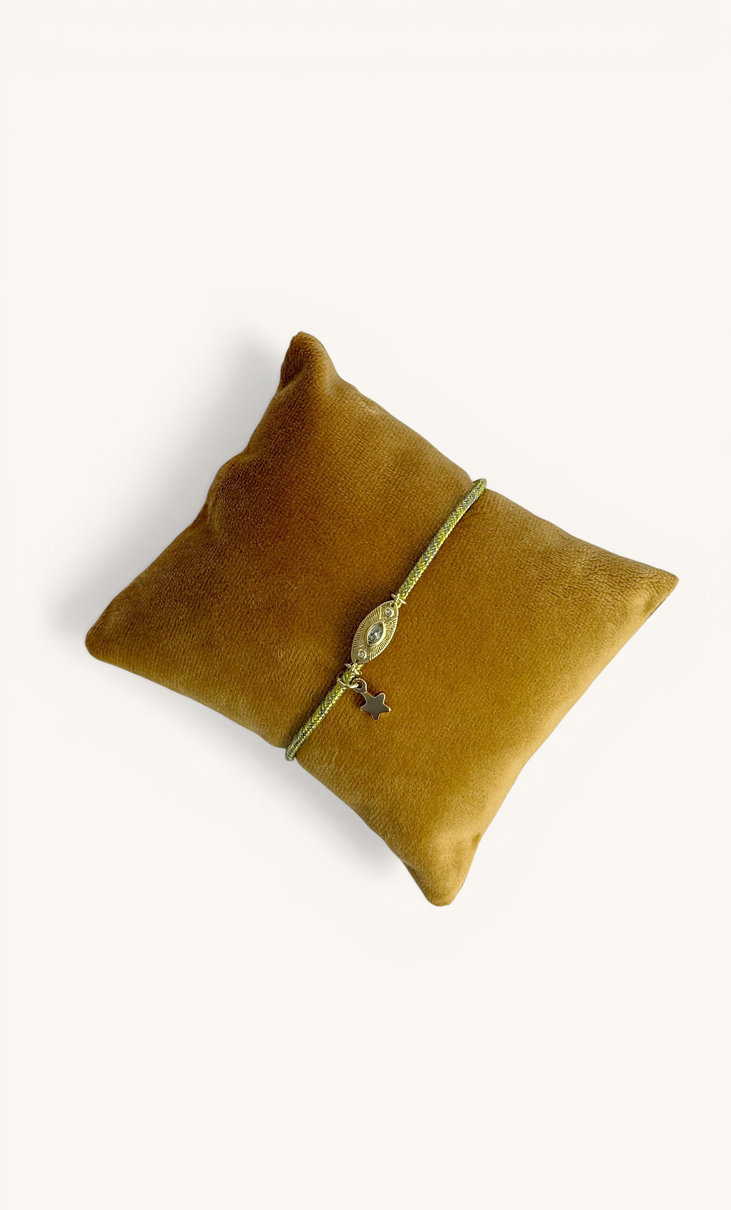 Solstice 24K Gold Fill Charm Lurex Lime Cord Bracelet | Tunik