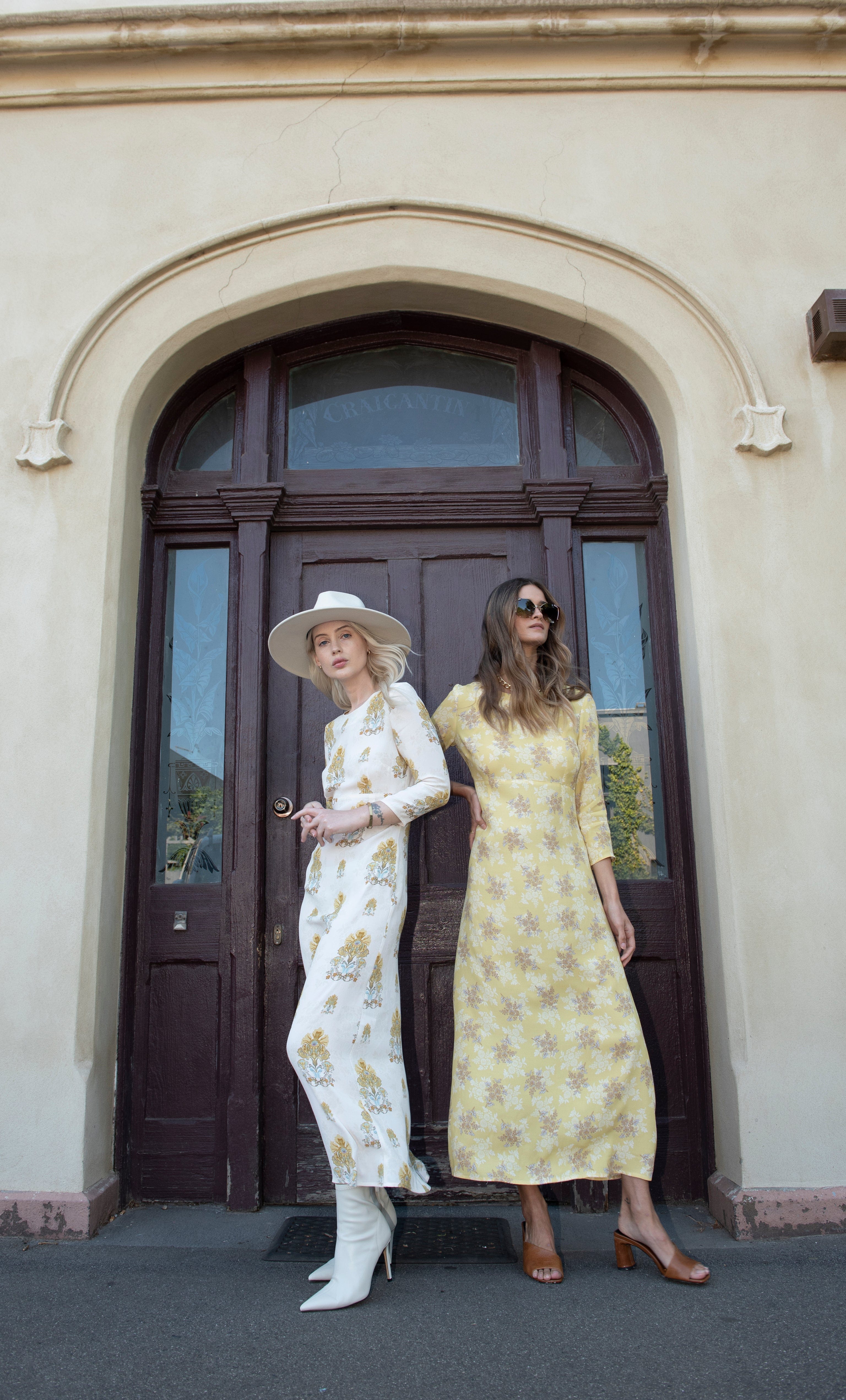 Vivienne Empire Midi Dress in Wallflower Ivory Print – Tunik Australia