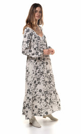 The Tunik Lola maxi dress - She Swirls Creme print