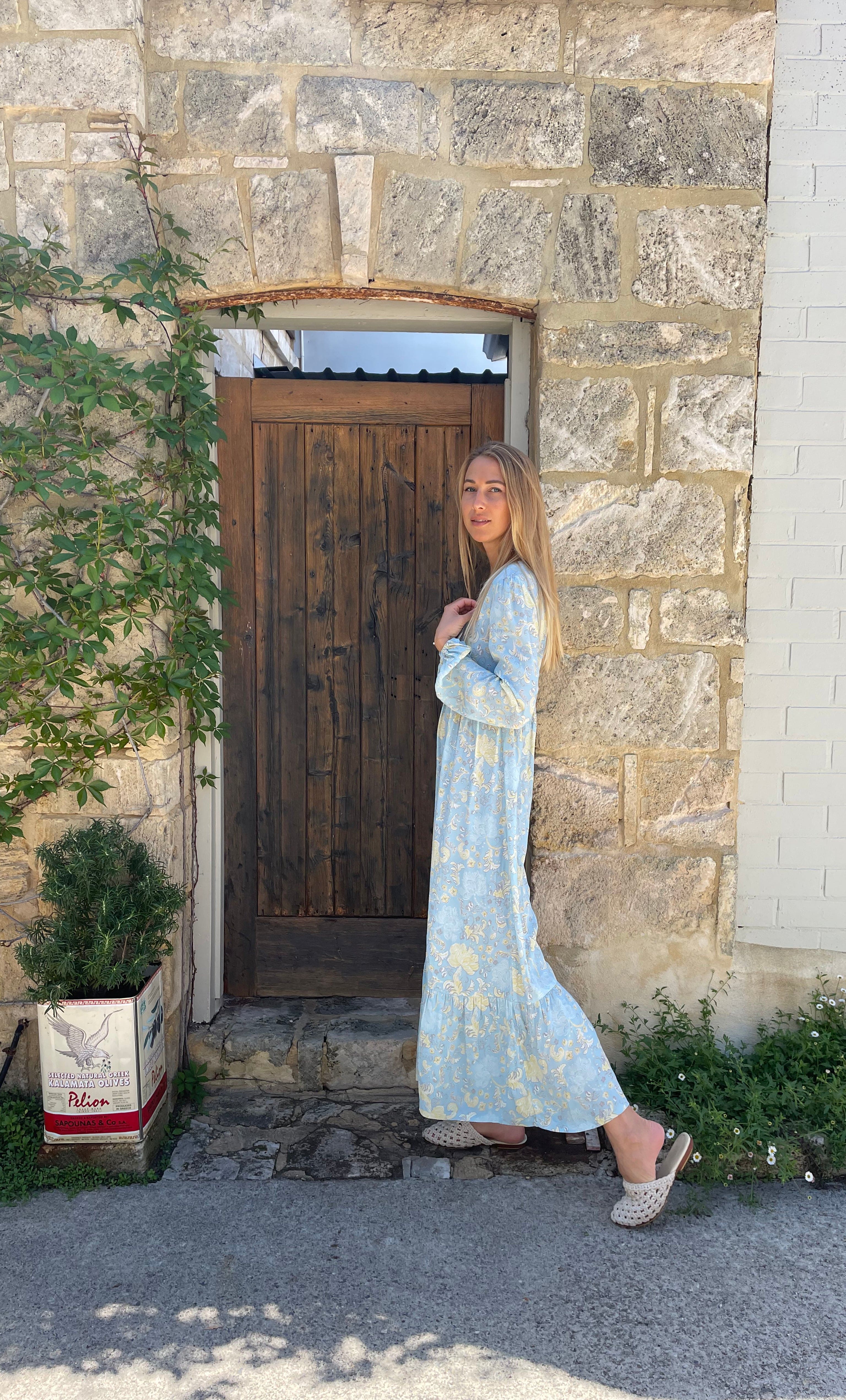 The Tunik Lola maxi dress - Mystic Floral Aquamarine print - Tunik