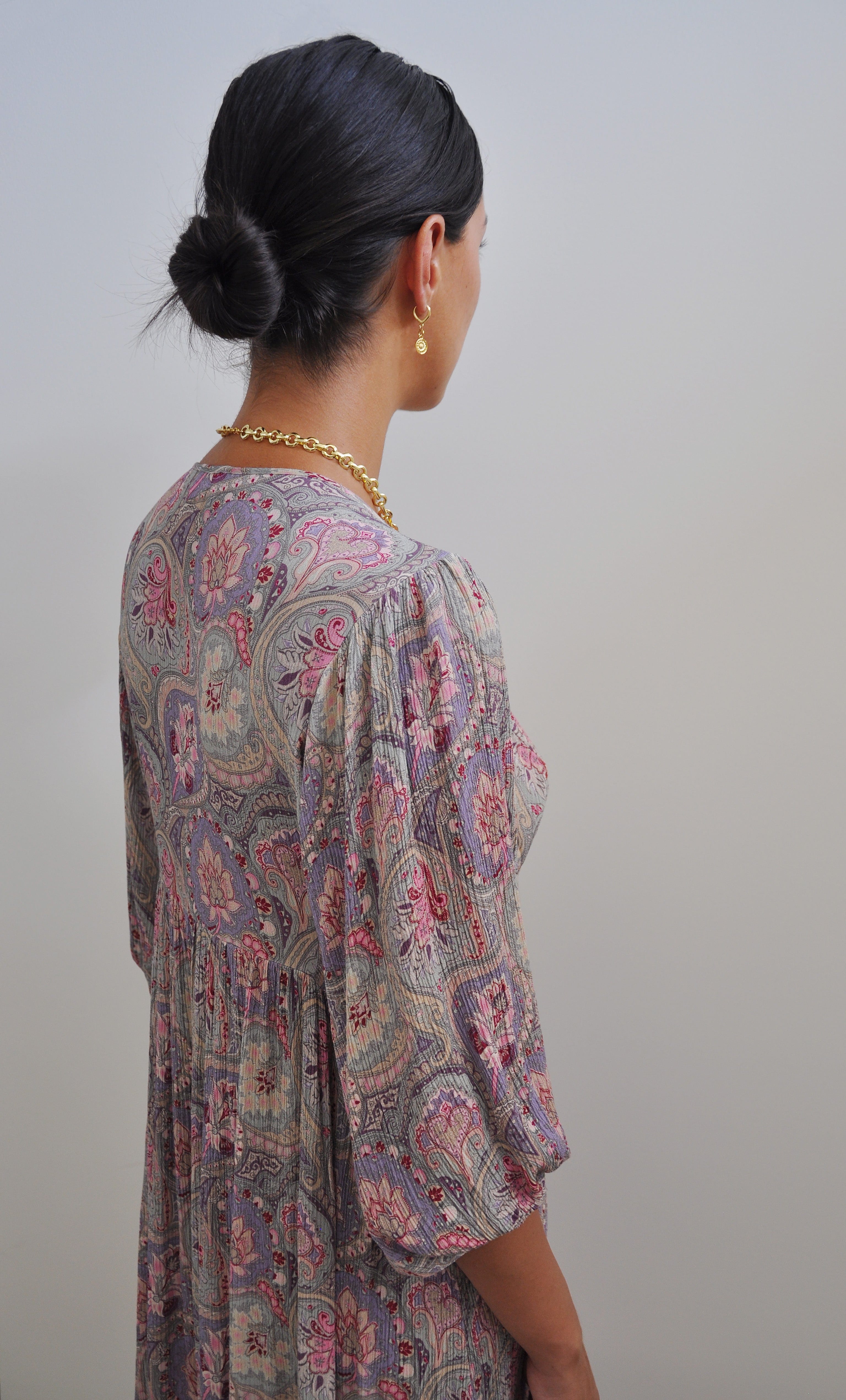 Harper Midi Dress – Pastel Paisley Print in Crinkle Viscose | Tunik Australia