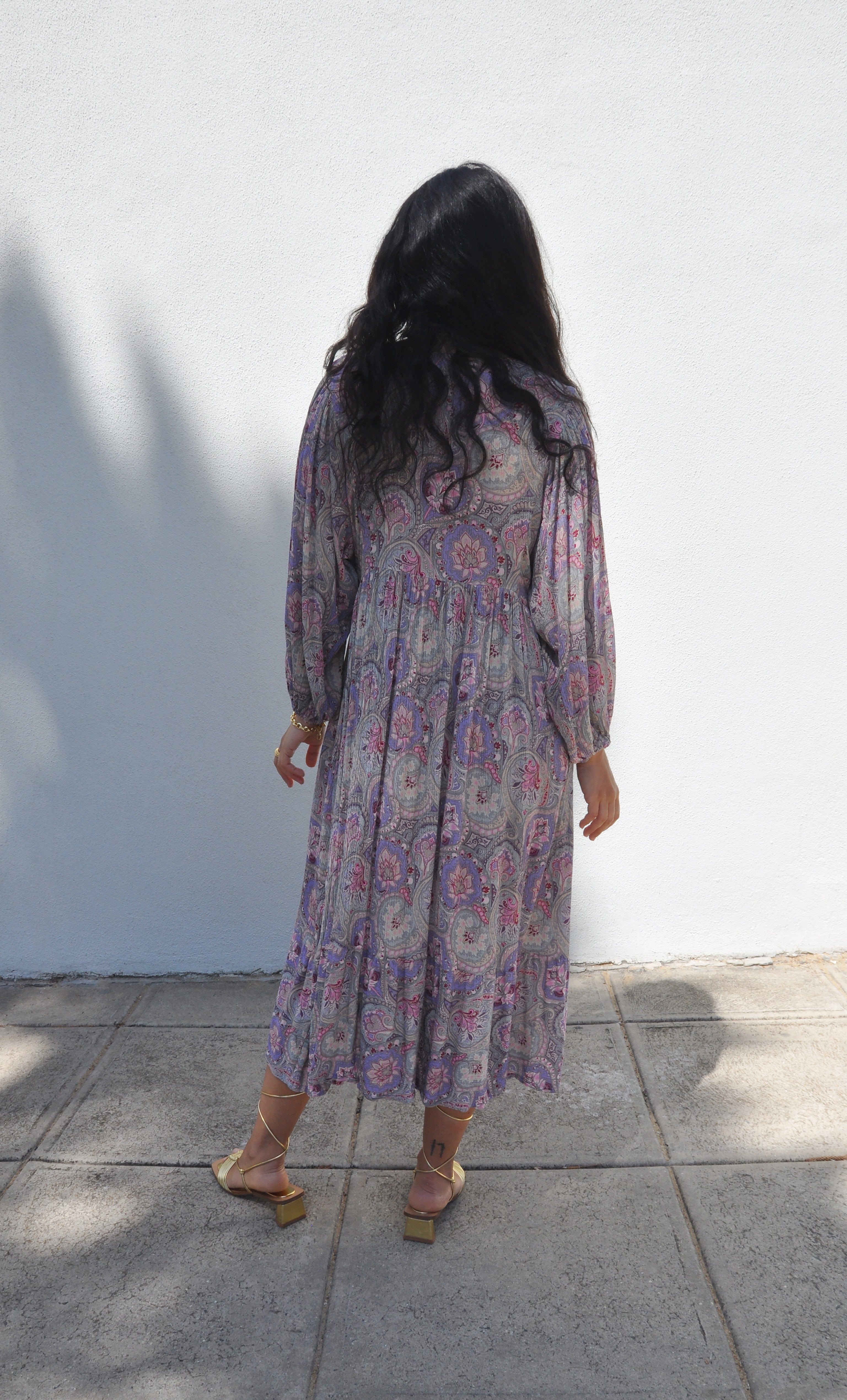 Harper Midi Dress – Pastel Paisley Print in Crinkle Viscose | Tunik Australia