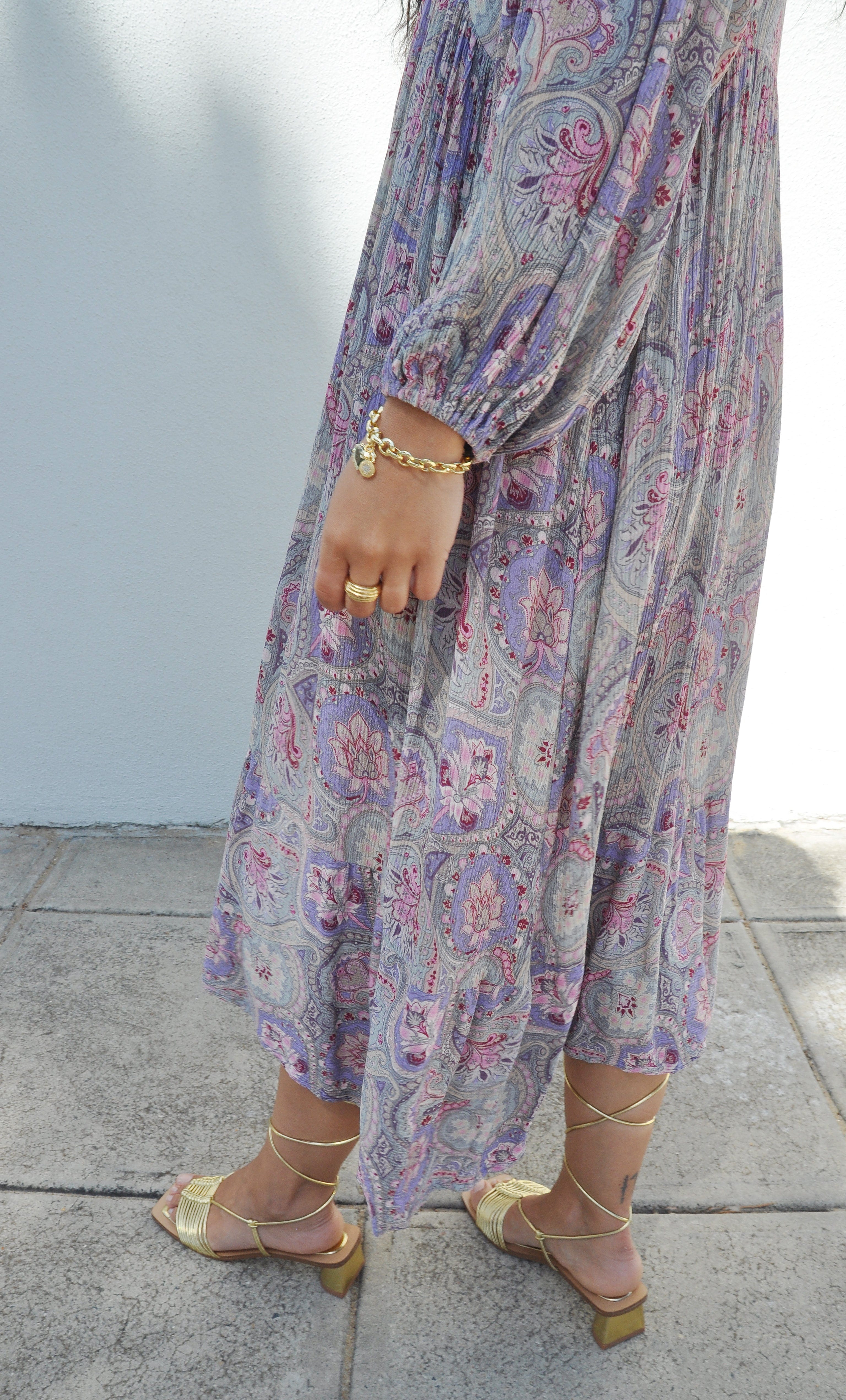 Harper Midi Dress – Pastel Paisley Print in Crinkle Viscose | Tunik Australia