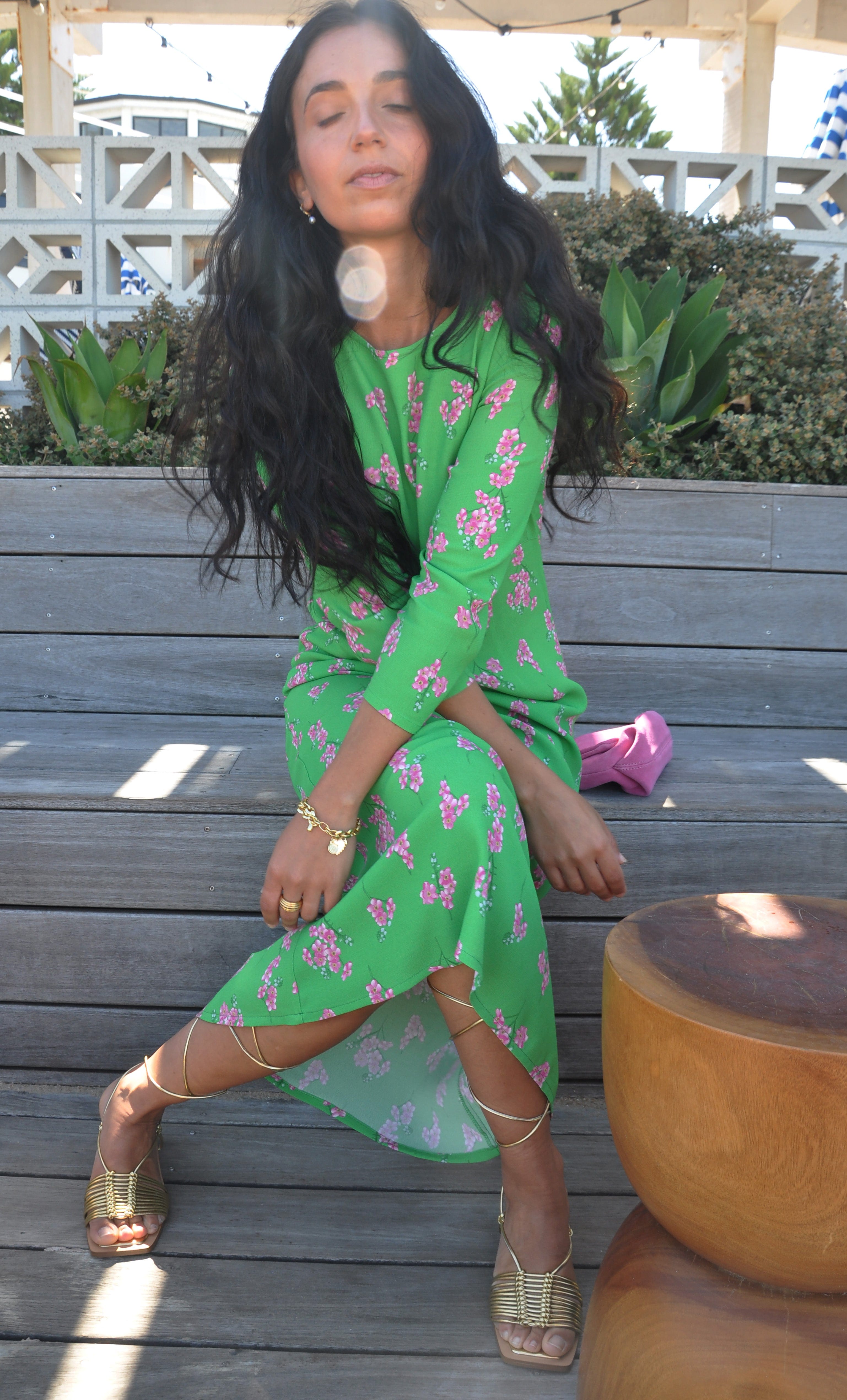 Vivienne Empire Midi Dress in Cherry Blossom Print – Tunik Australia