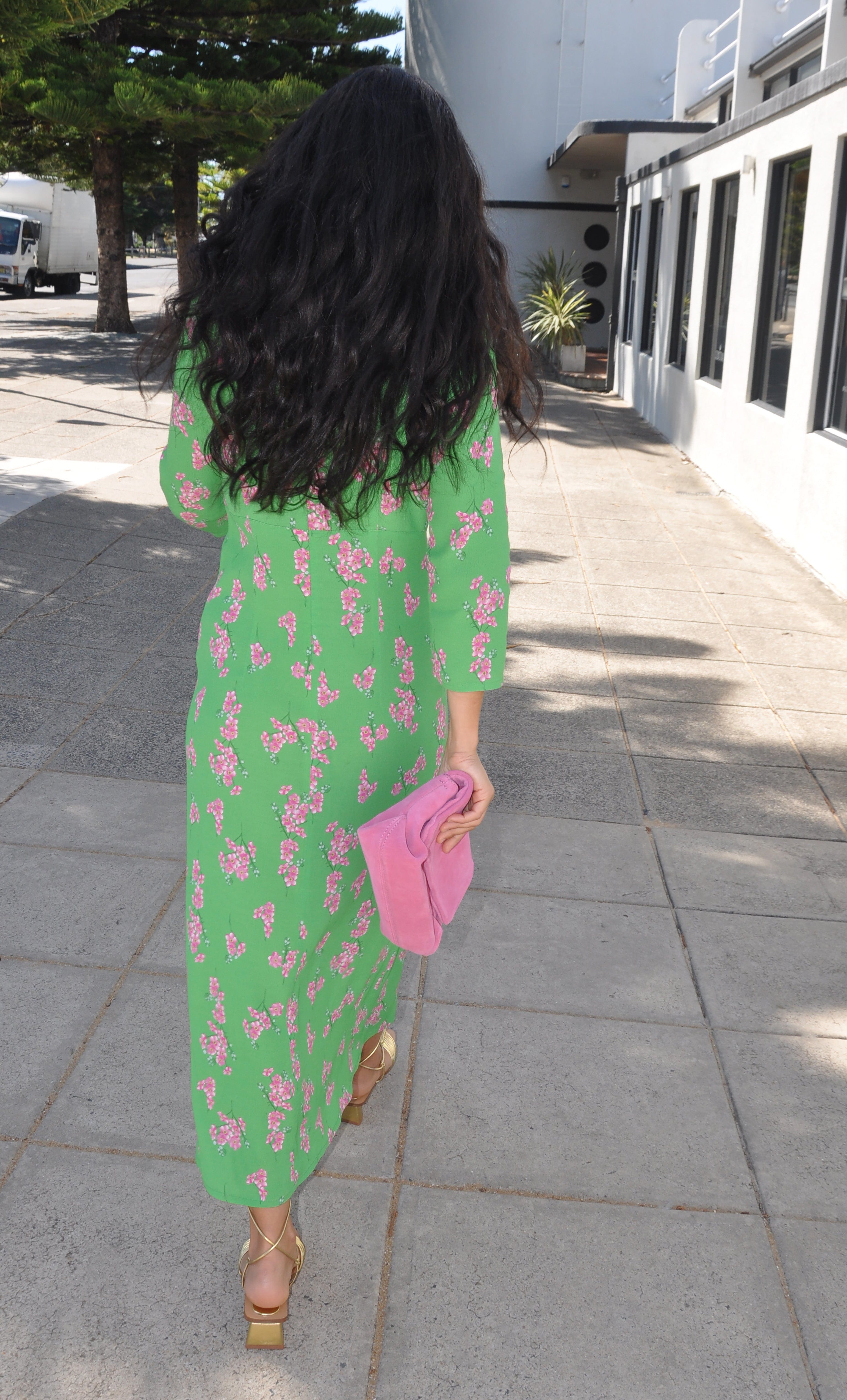 Vivienne Empire Midi Dress in Cherry Blossom Print – Tunik Australia