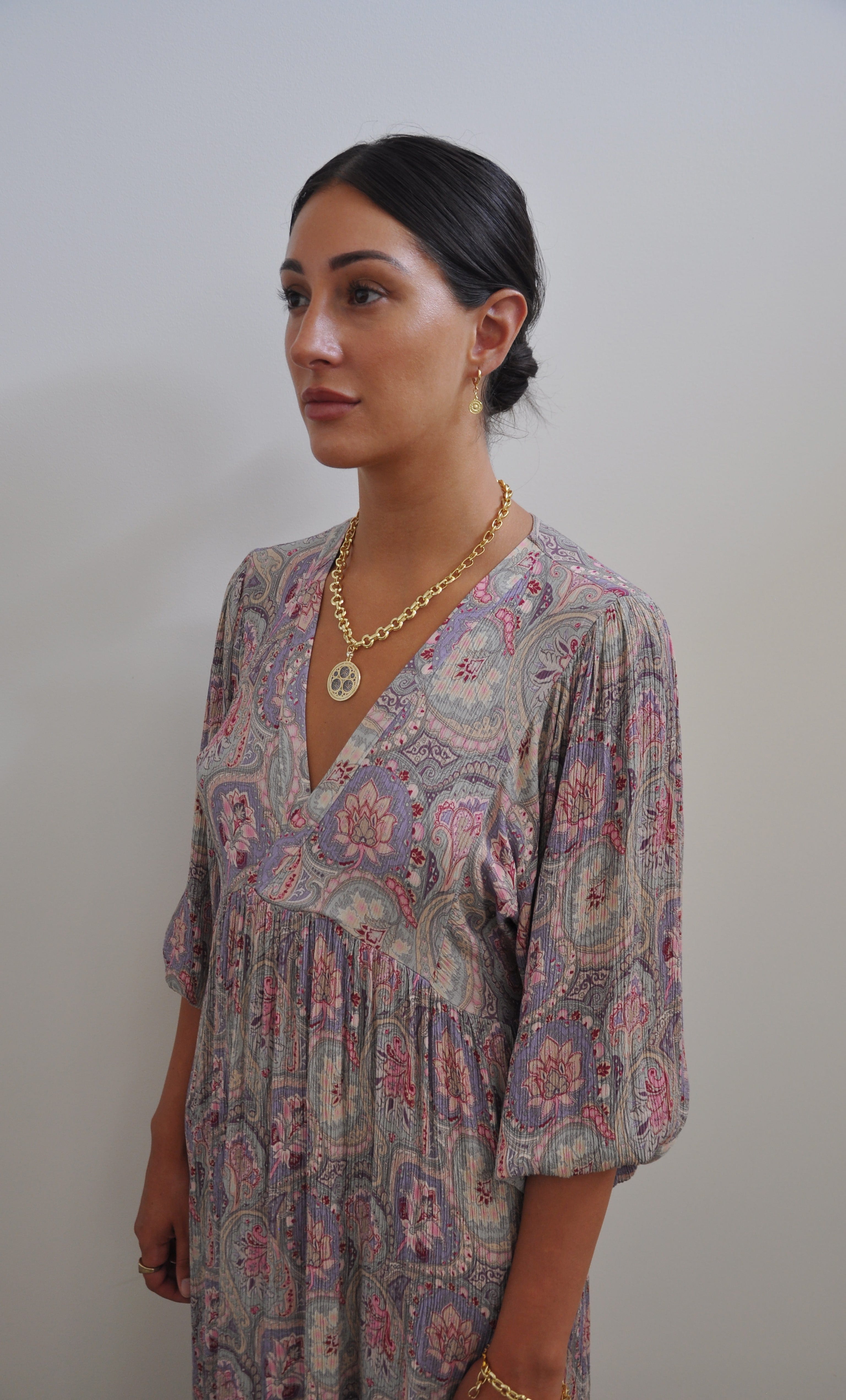 Harper Midi Dress – Pastel Paisley Print in Crinkle Viscose | Tunik Australia