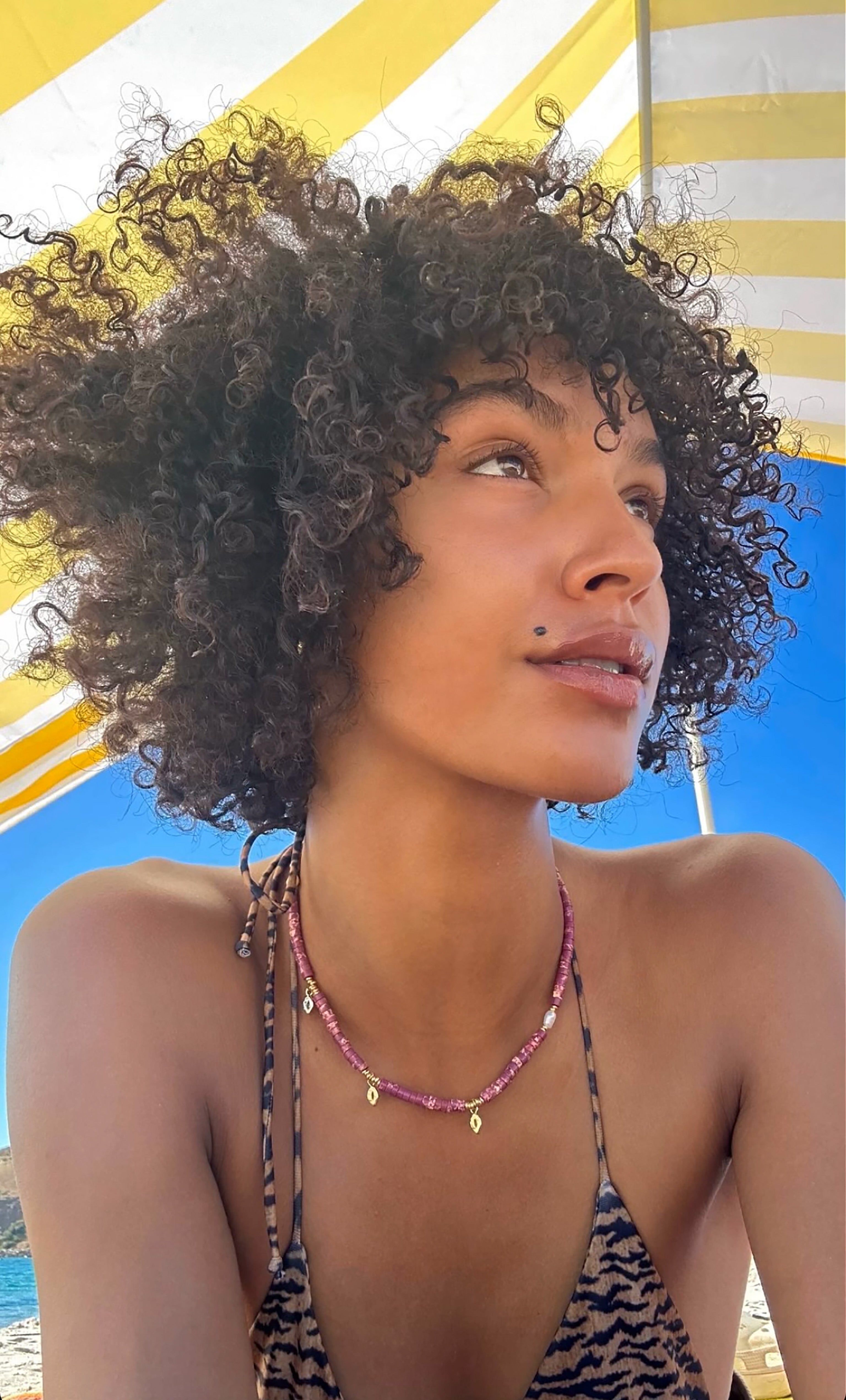 The Tunik Heishi Necklace - Cerise