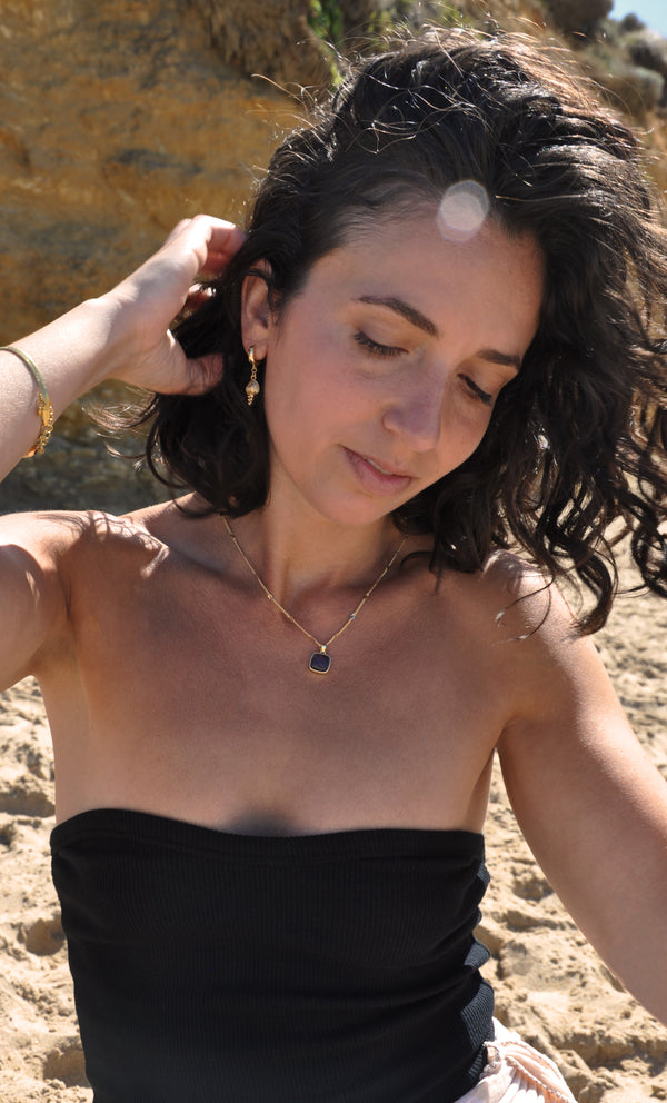 The Tunik Amethyst Crystal Charm Pendant Necklace