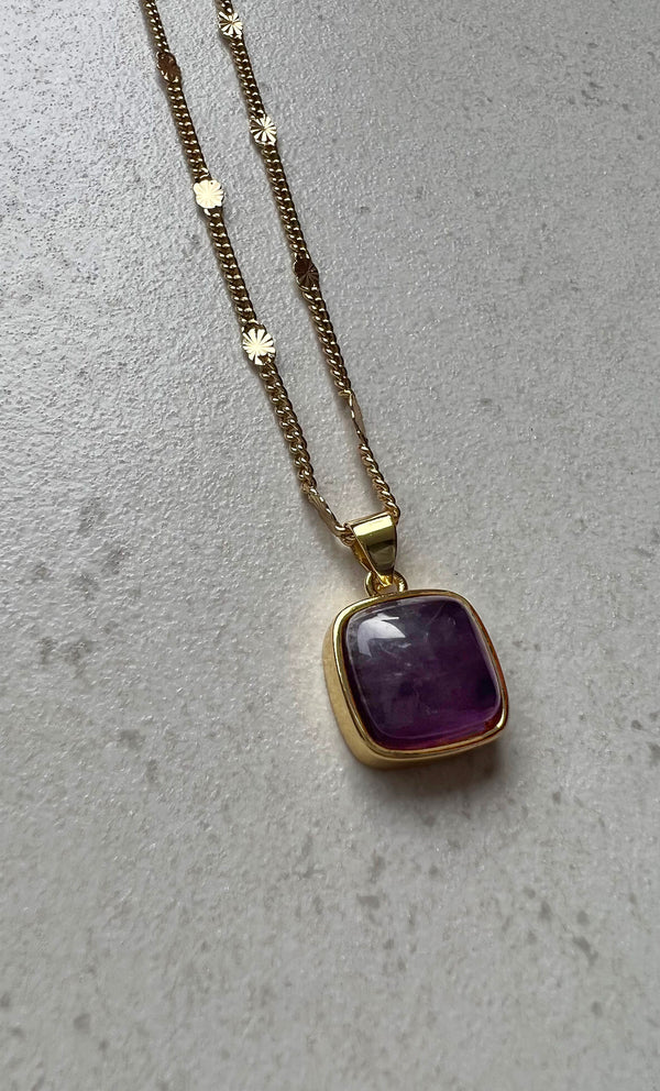 The Tunik Amethyst Crystal Charm Pendant Necklace