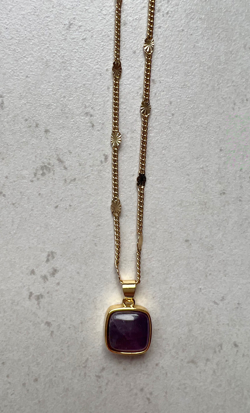The Tunik Amethyst Crystal Charm Pendant Necklace