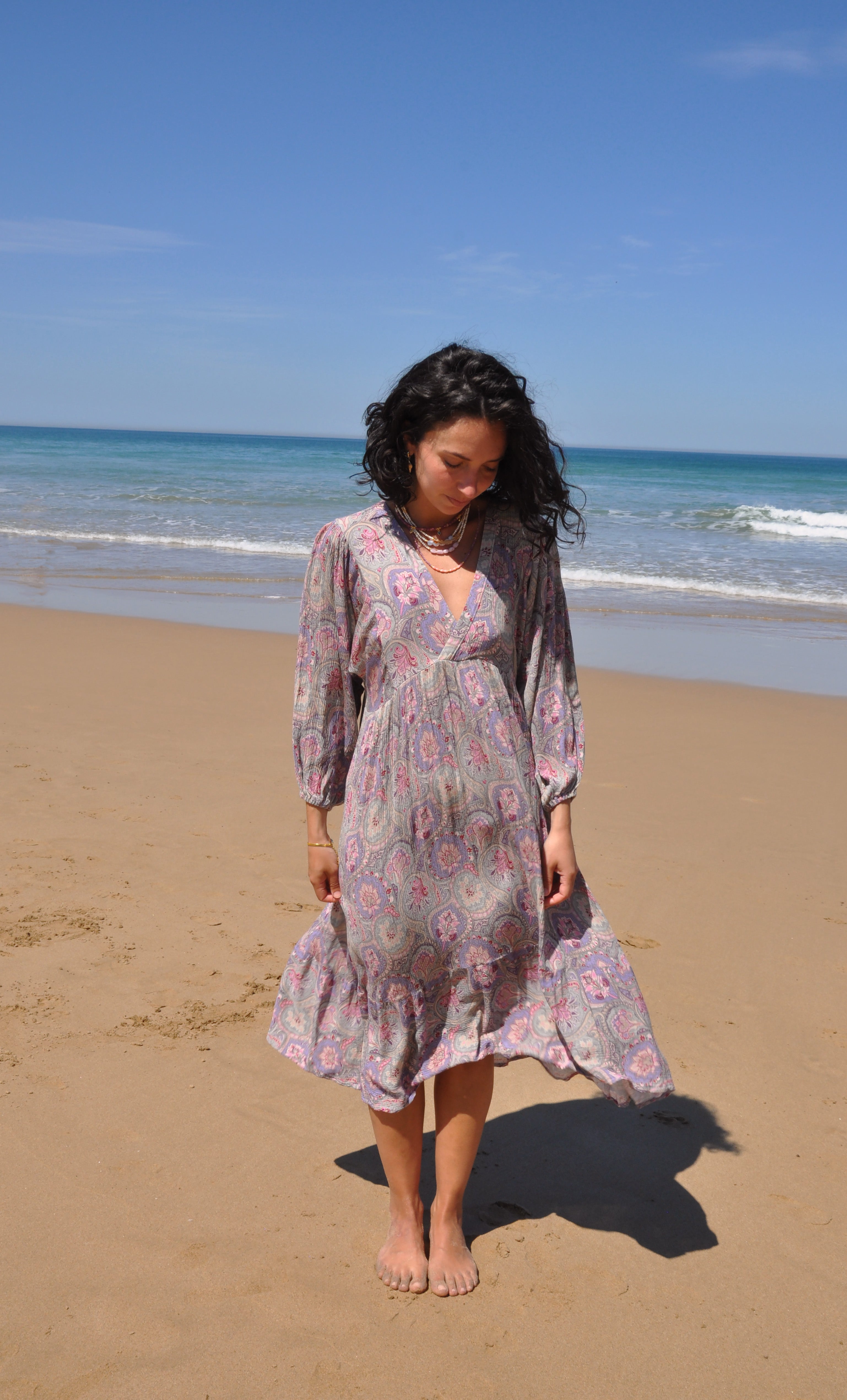 The Tunik Harper midi dress - Pastel Paisley Print