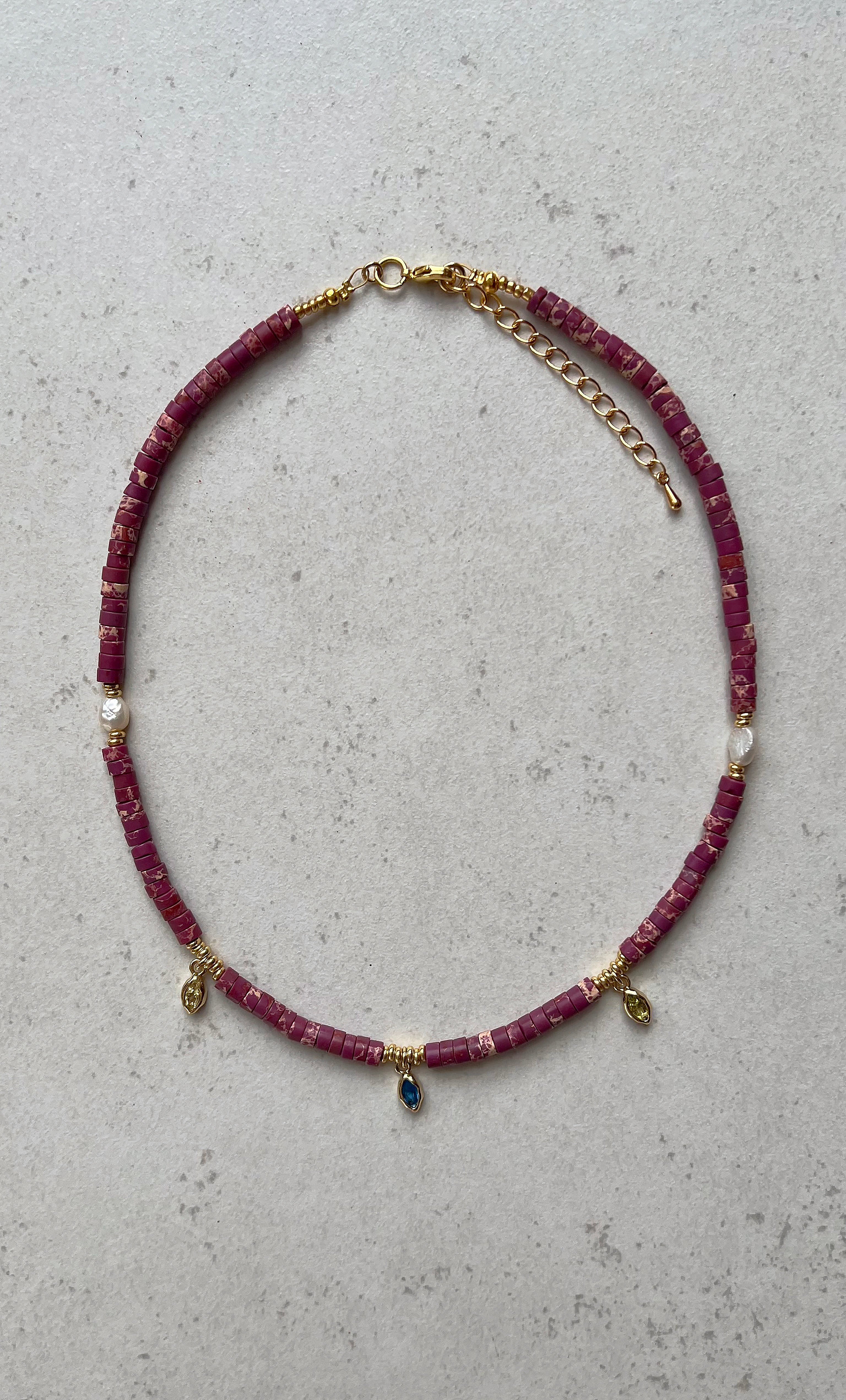 The Tunik Heishi Necklace - Cerise