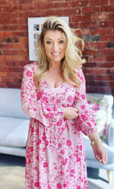 The Tunik Lola maxi dress - She Swirls Raspberry print
