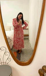 The Tunik Lola maxi dress - She Swirls Raspberry print