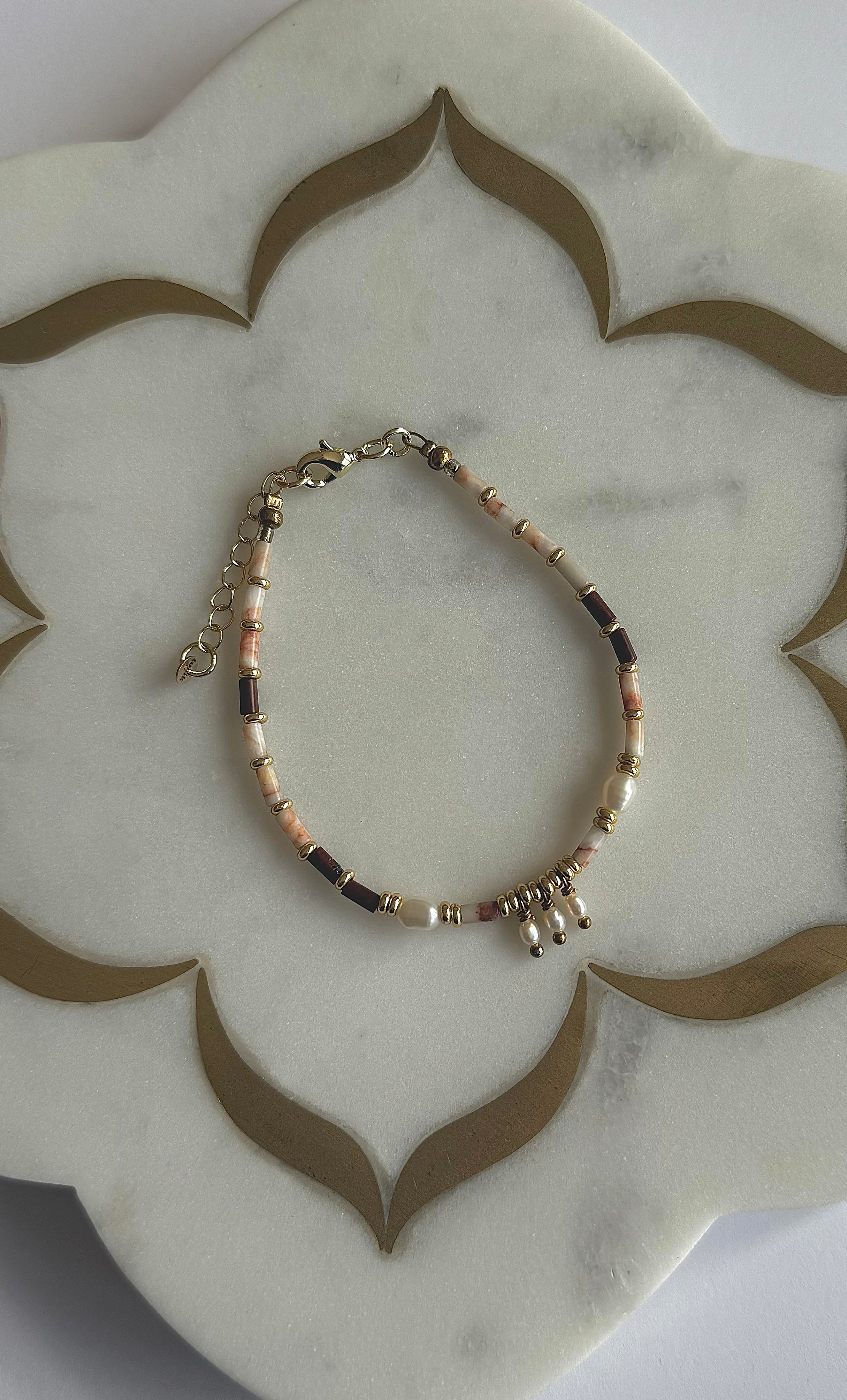Empress Bracelet – Freshwater Pearl & Jasper Beaded Bracelet | Tunik