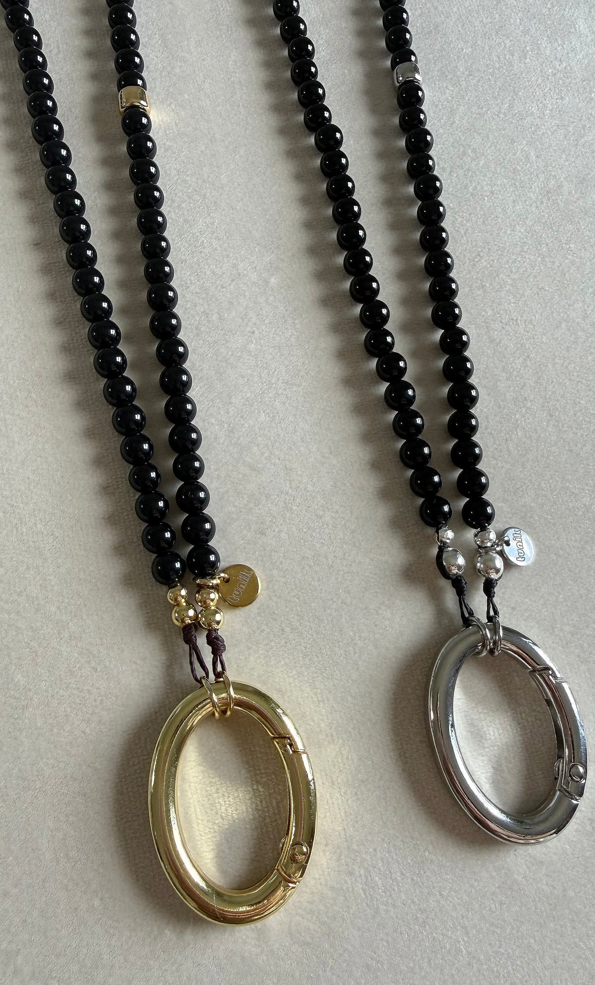 The Utility Lanyard Eyewear and Keys Necklace in Agate Stone Beads with Gold Fill and Silver | Tunik
