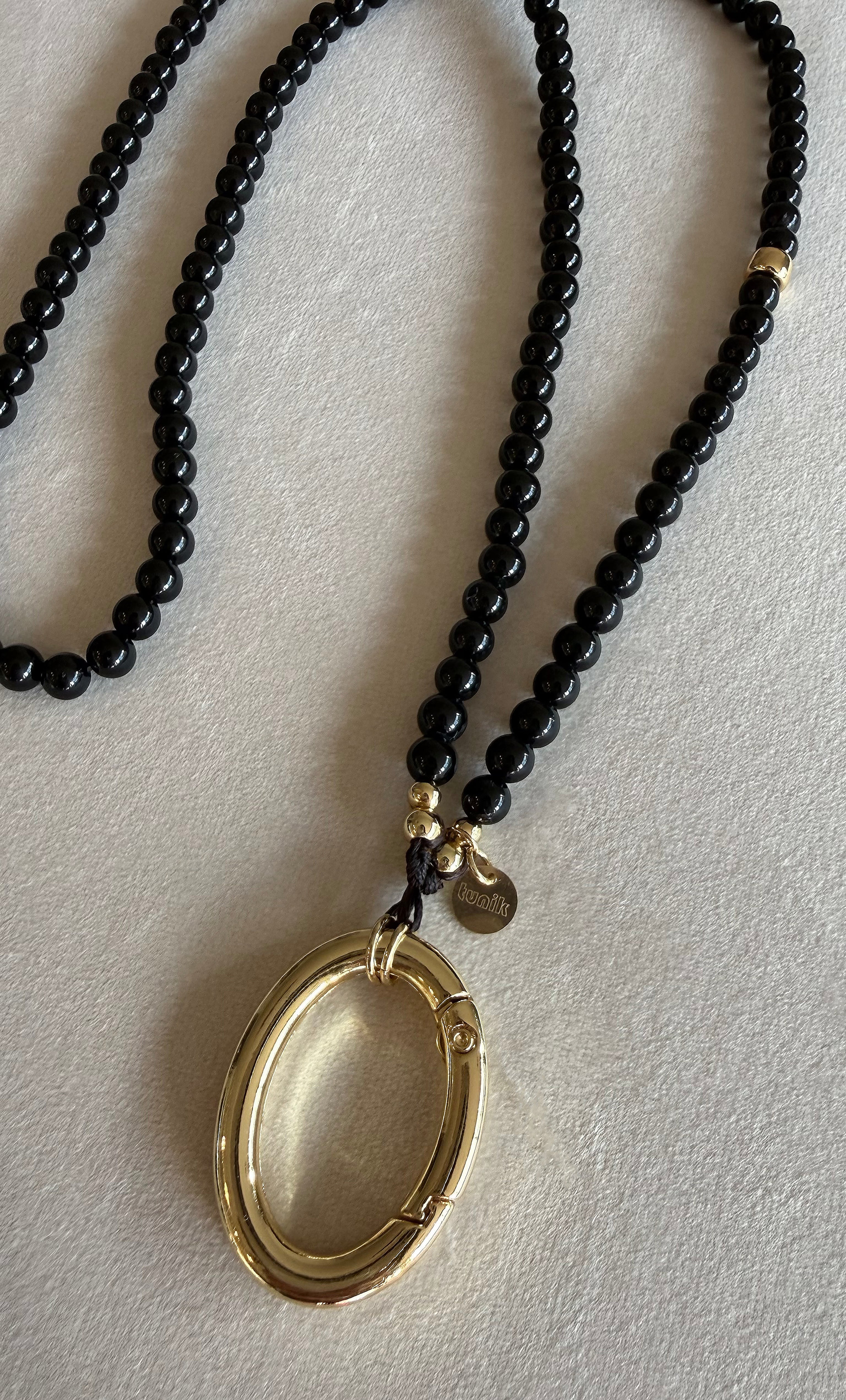 The Utility Lanyard Eyewear and Keys Necklace in Agate Stone Beads with 14K Gold Fill | Tunik