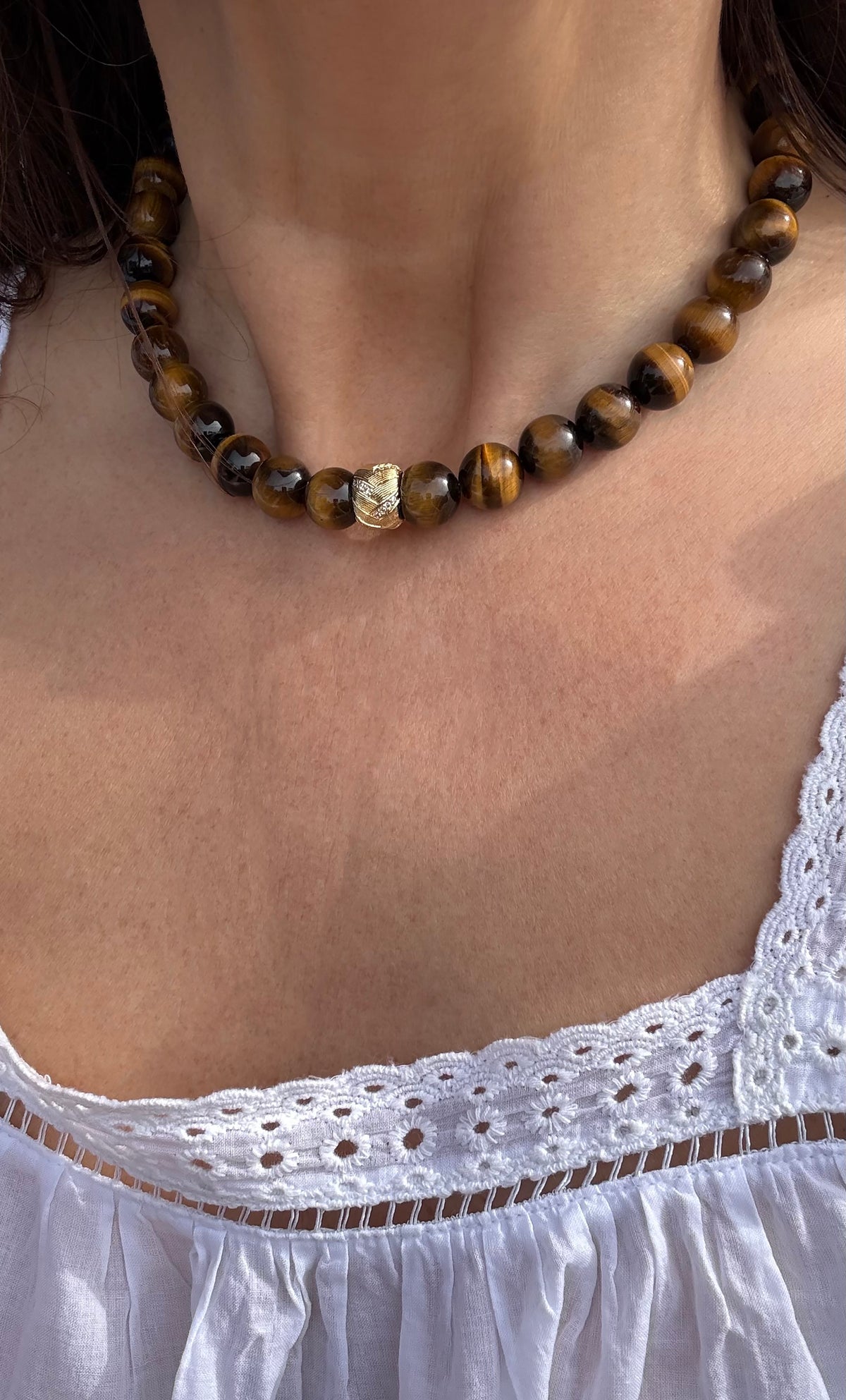 Limited Edition | The Tunik Wisdom Statement AA grade Tigers Eye Stone Bead Handmade Necklace | Tunik