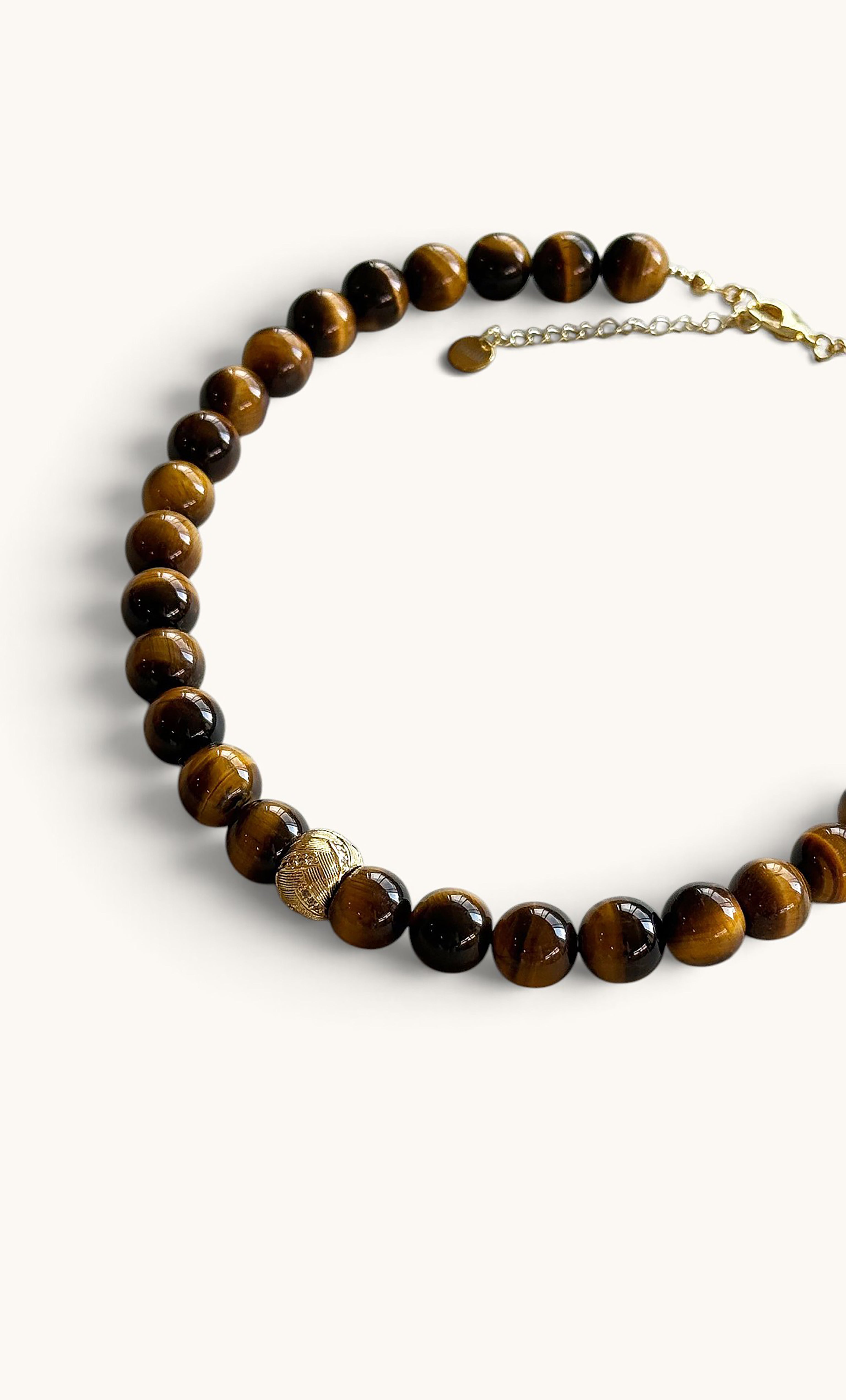 Limited Edition | The Tunik Wisdom Statement AA grade Tigers Eye Stone Bead Handmade Necklace | Tunik