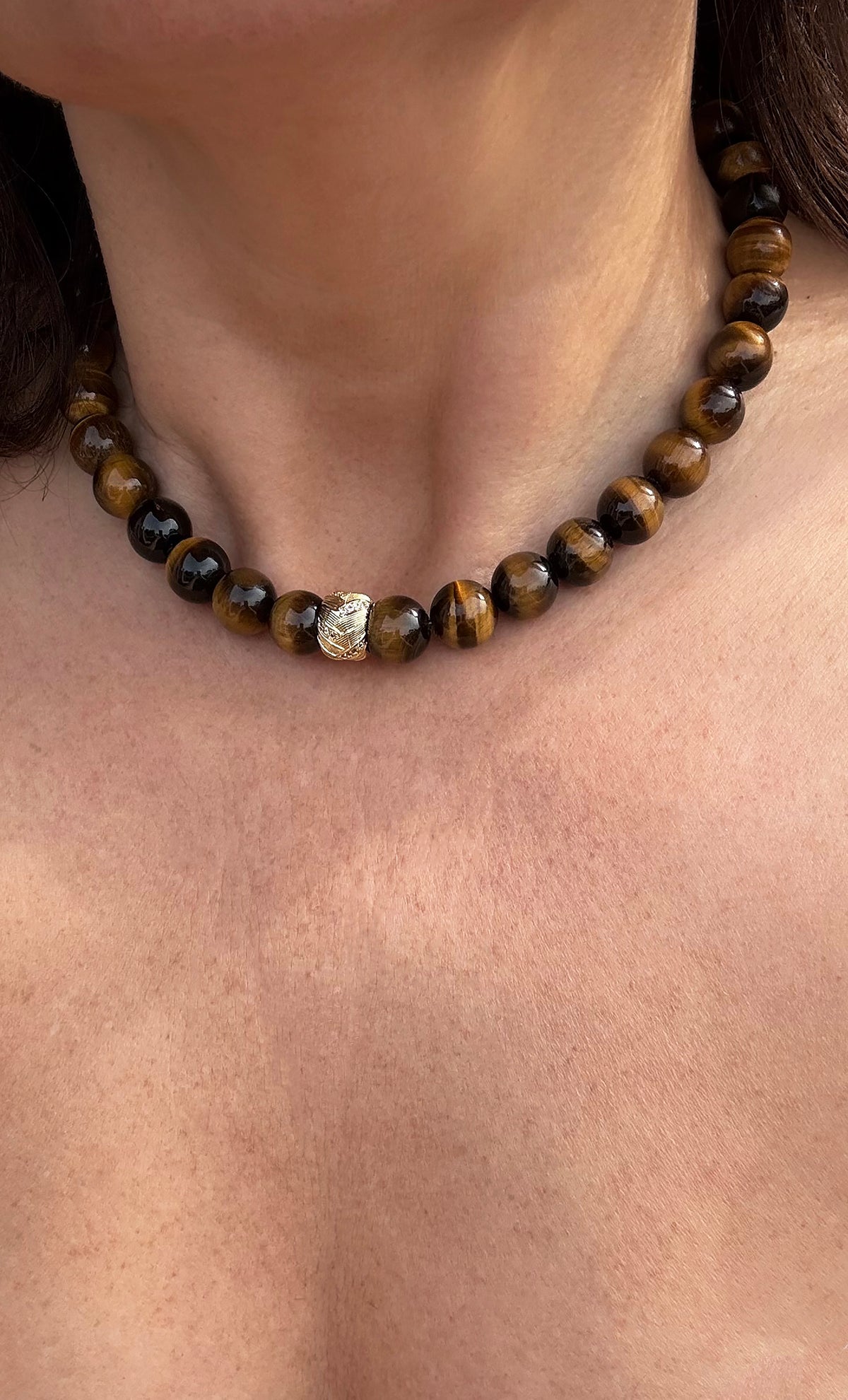 Limited Edition | The Tunik Wisdom Statement AA grade Tigers Eye Stone Bead Handmade Necklace | Tunik