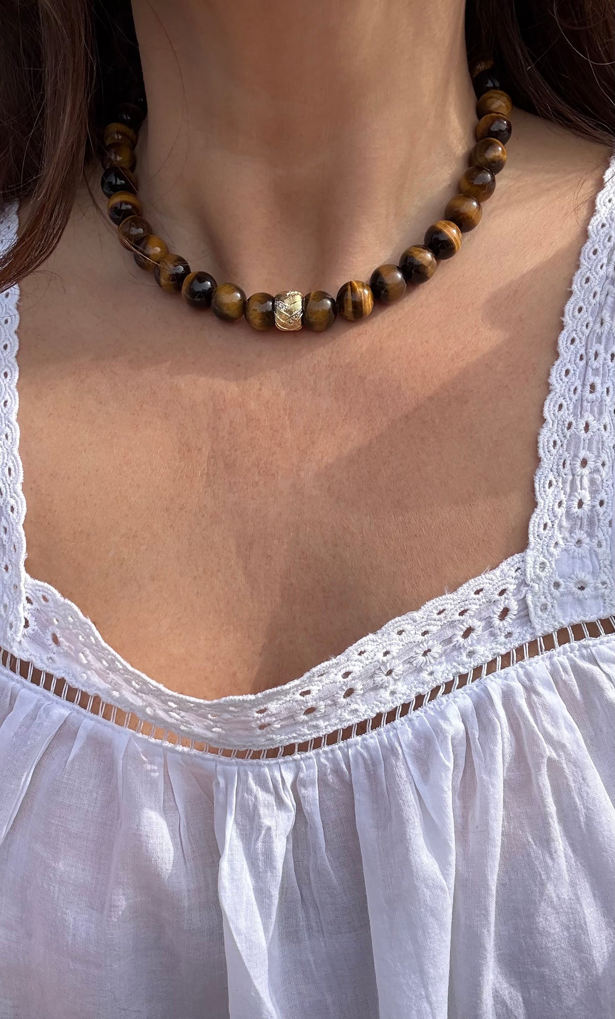 Limited Edition | The Tunik Wisdom Statement AA grade Tigers Eye Stone Bead Handmade Necklace | Tunik