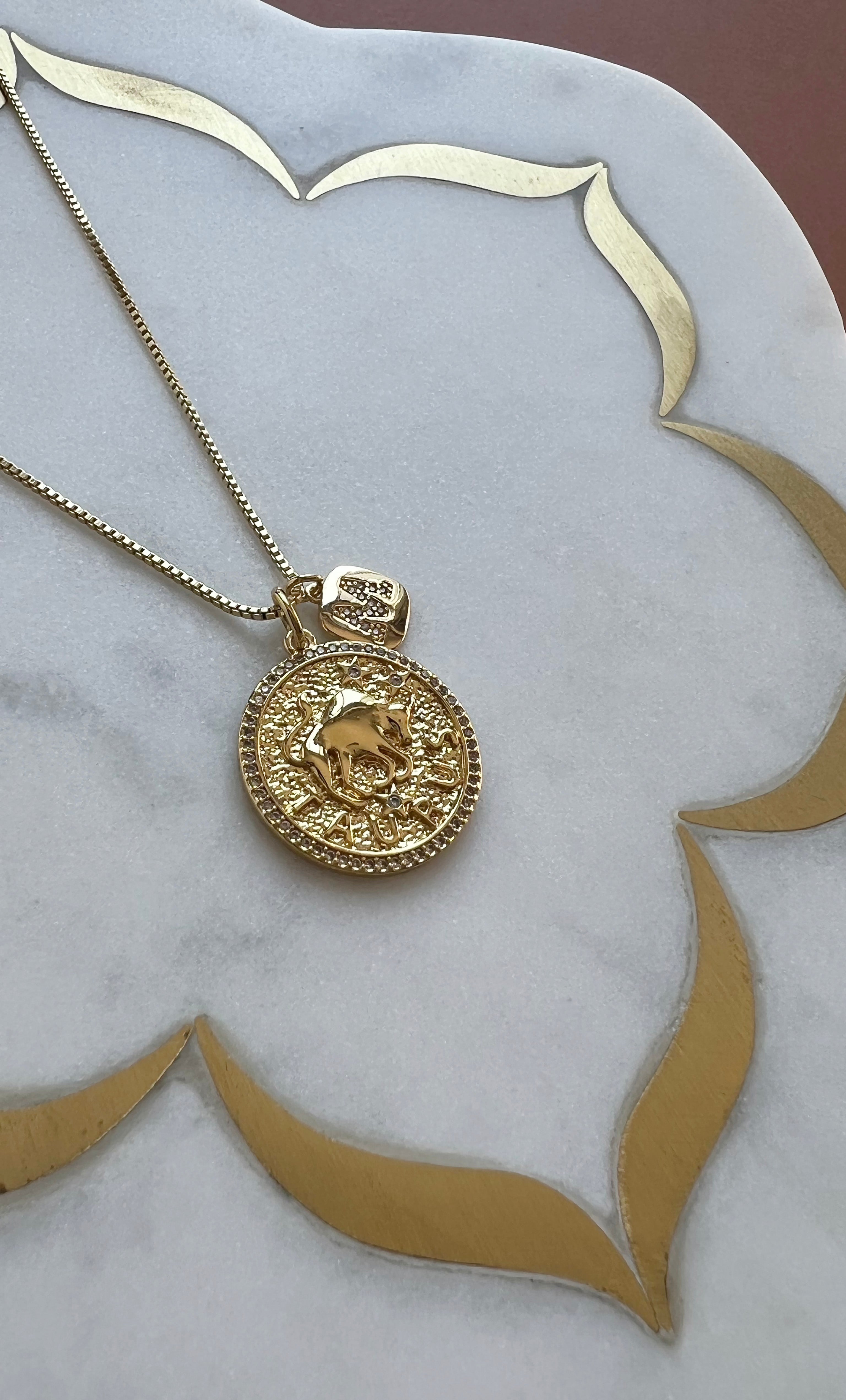 The Tunik Zodiac Medallion Necklace with Initial Charm