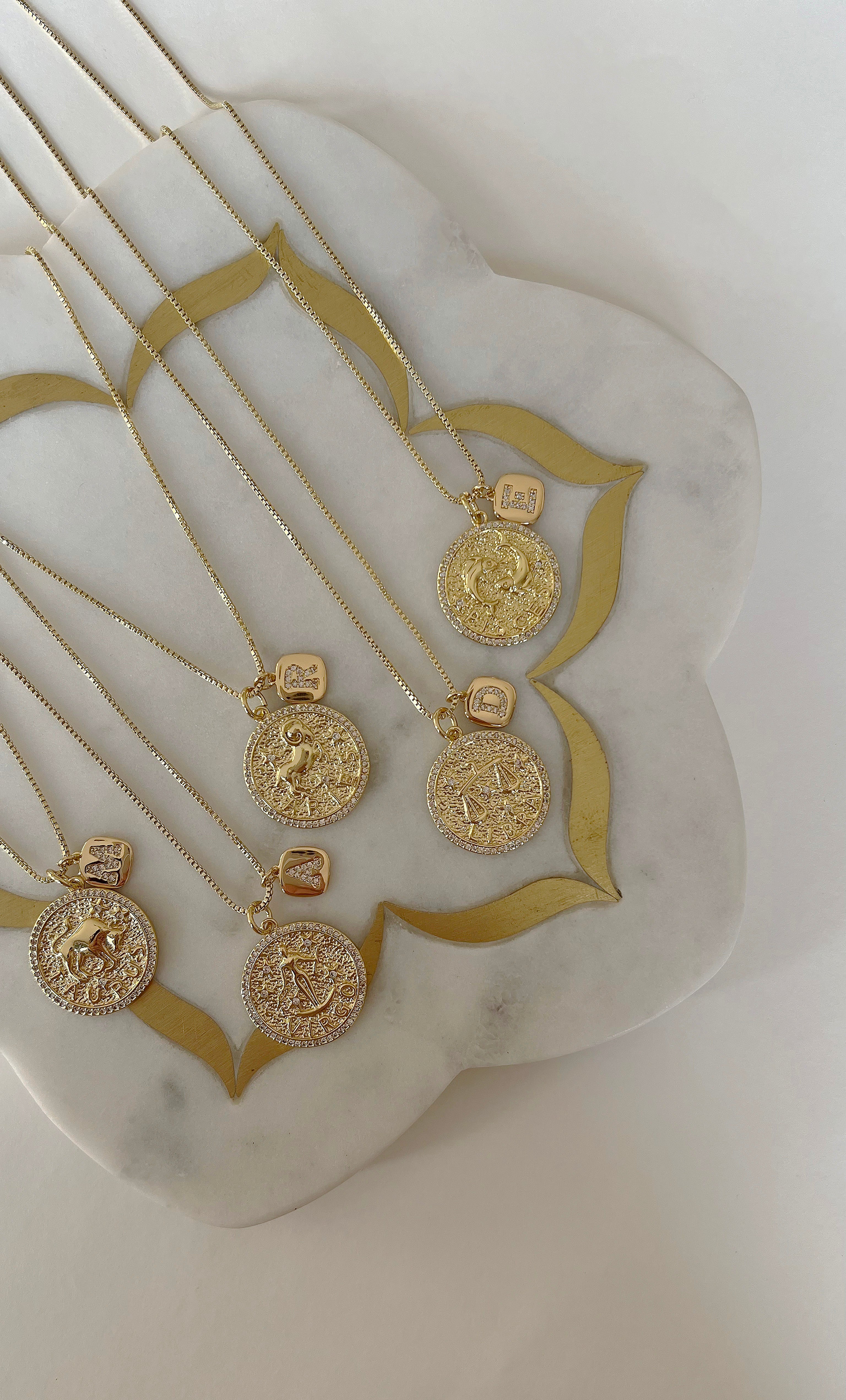 The Tunik Zodiac Medallion Necklace with Initial Charm