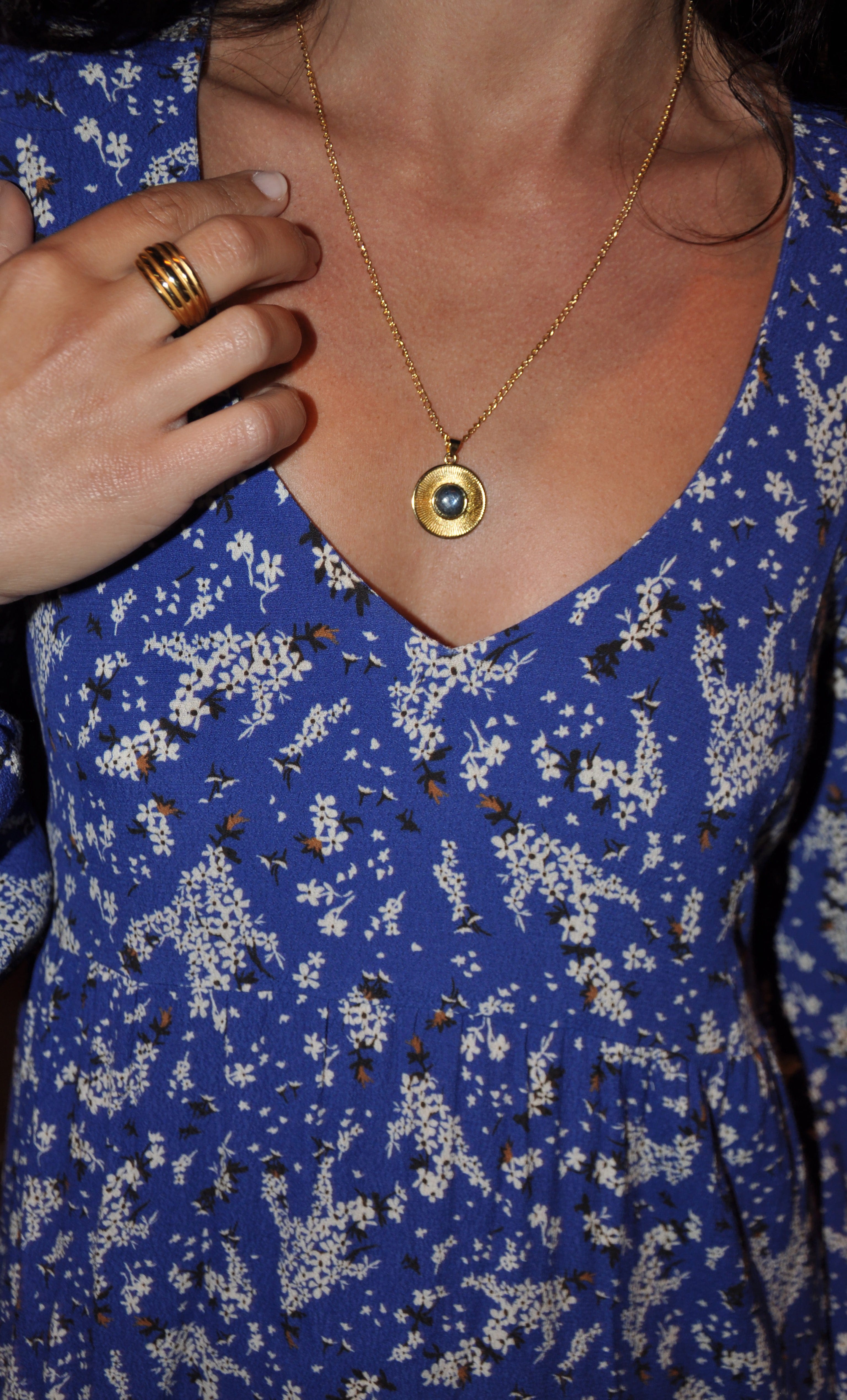 The Tunik Moonbeam Blue Tigers Eye Necklace