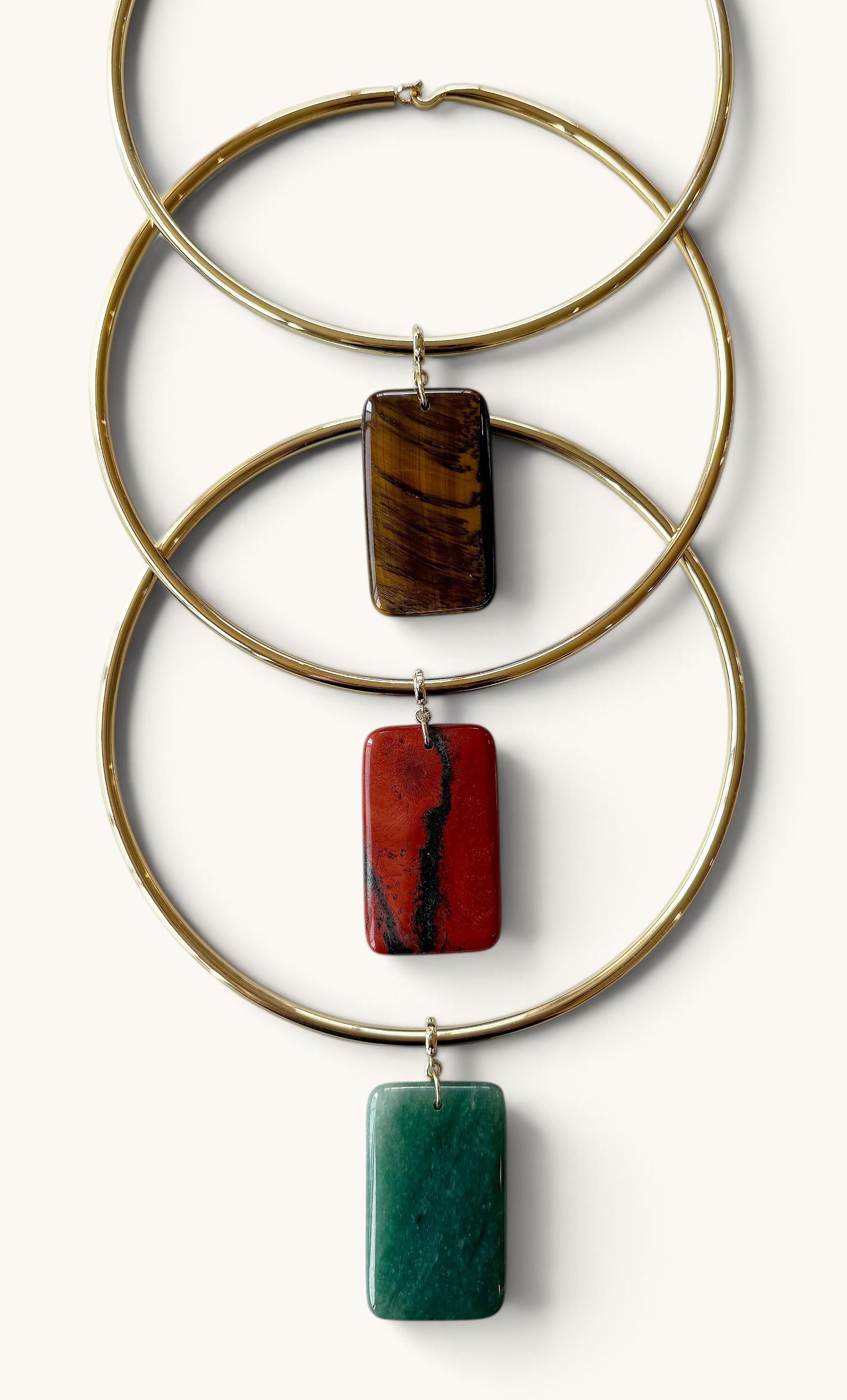 The Sacred Stone Semi Precious Aventurine Pendant Gold Fill Collar Necklace | Tunik