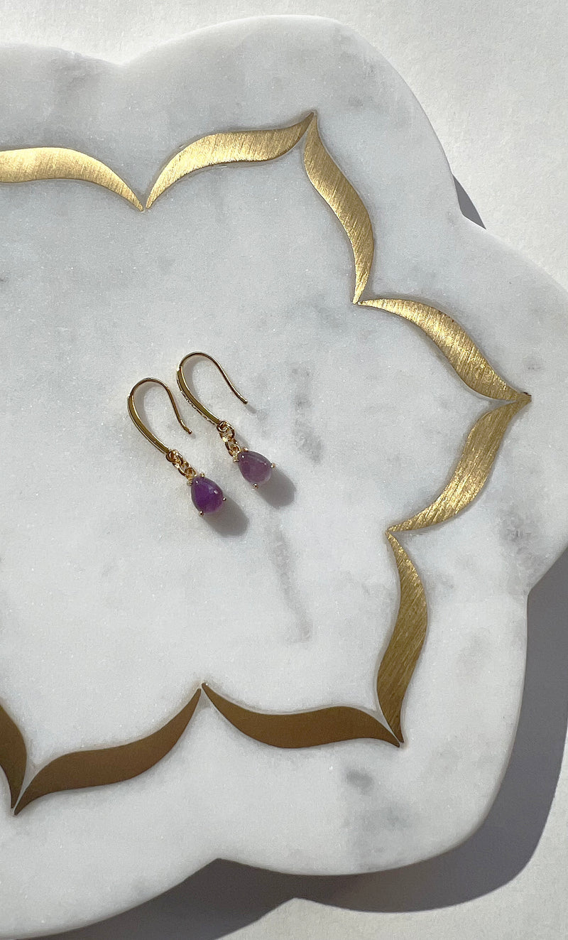 The Tunik Amethyst Stone Drop Hook Earrings