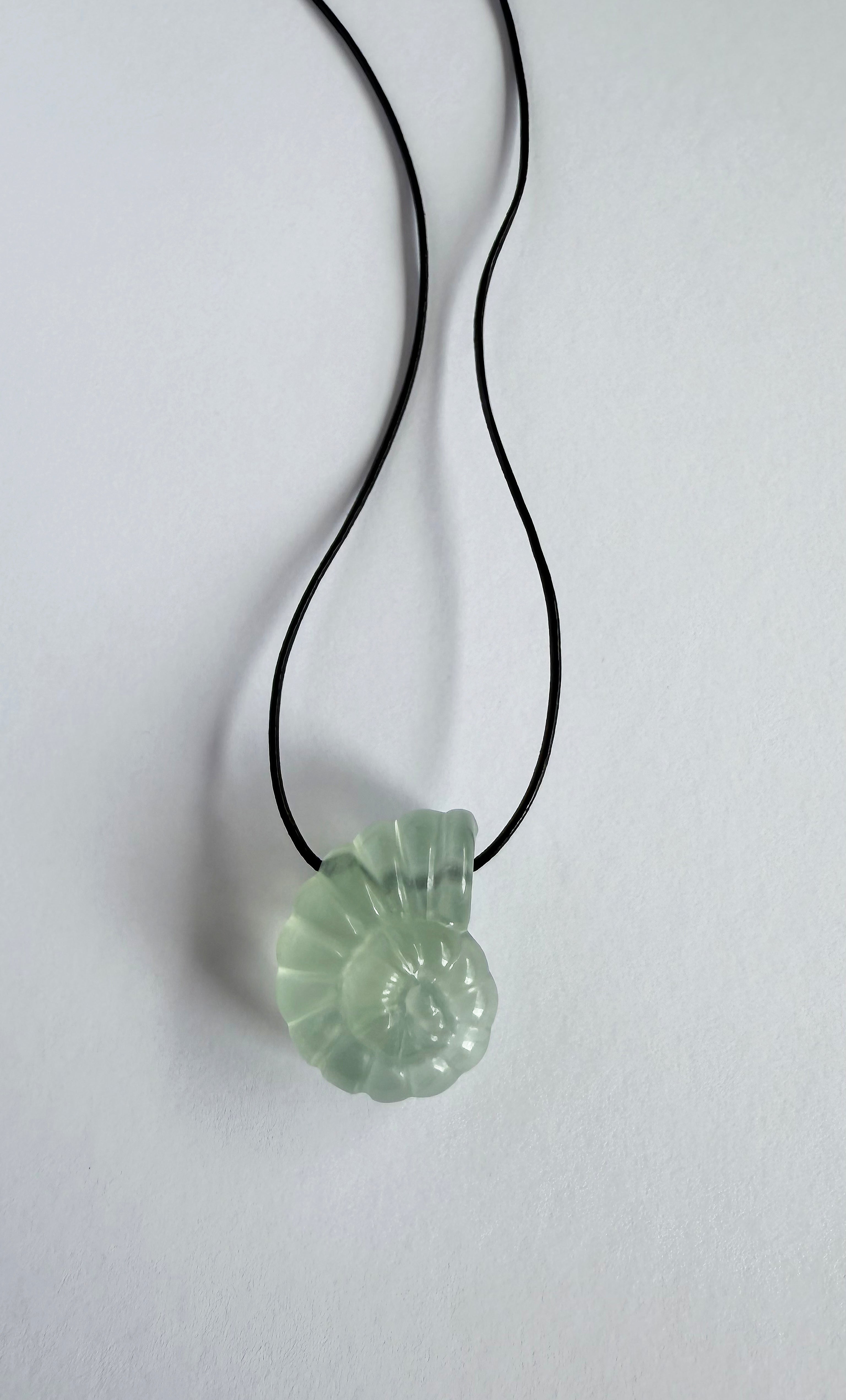 Aurora Carved AAA Grade Fluorite Stone Shell Long Pendant Necklace | Tunik